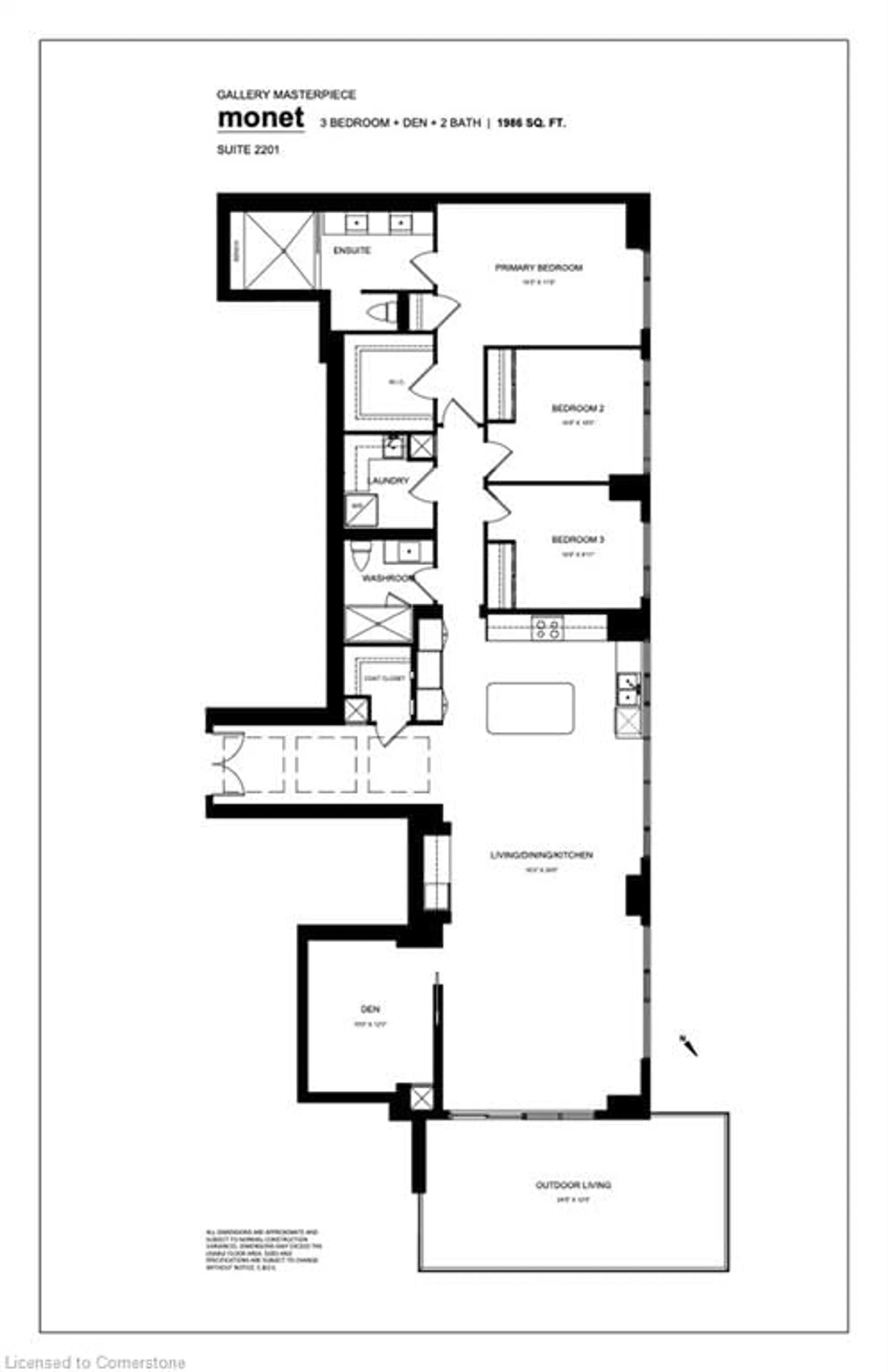 Floor plan for 2007 James St #2201, Burlington Ontario L7R 0G7