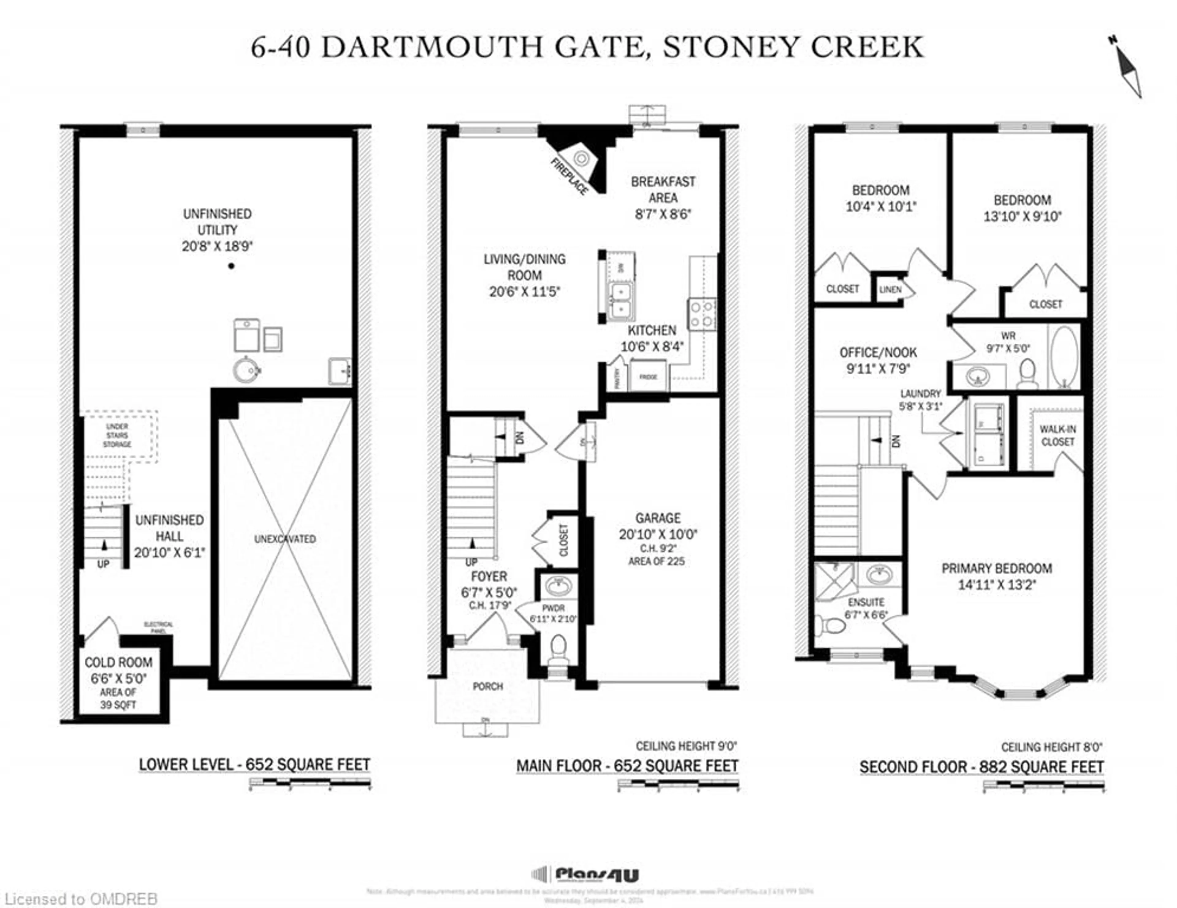 Floor plan for 40 Dartmouth Gate Gate #6, Stoney Creek Ontario L8E 0B9