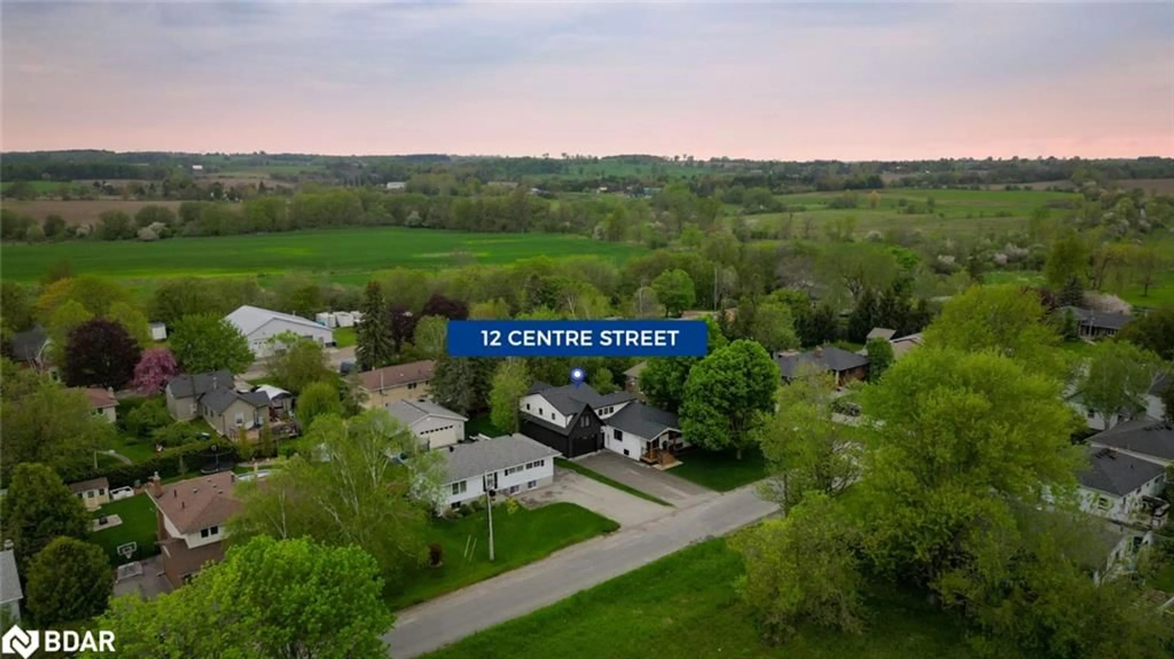 A pic from exterior of the house or condo, the street view for 12 Centre St, Cookstown Ontario L0L 1L0