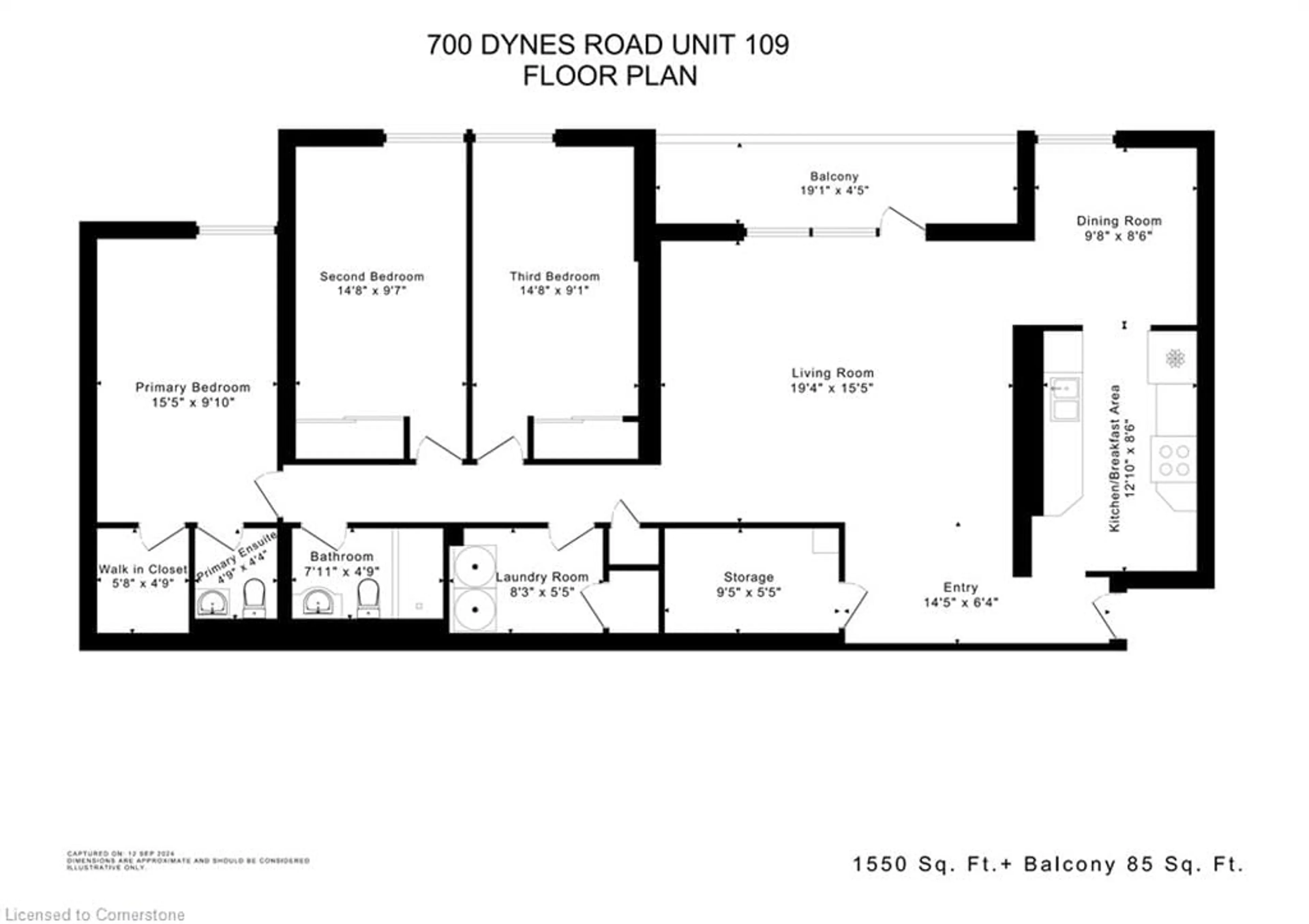 Floor plan for 700 Dynes Rd #109, Burlington Ontario L7N 3M2