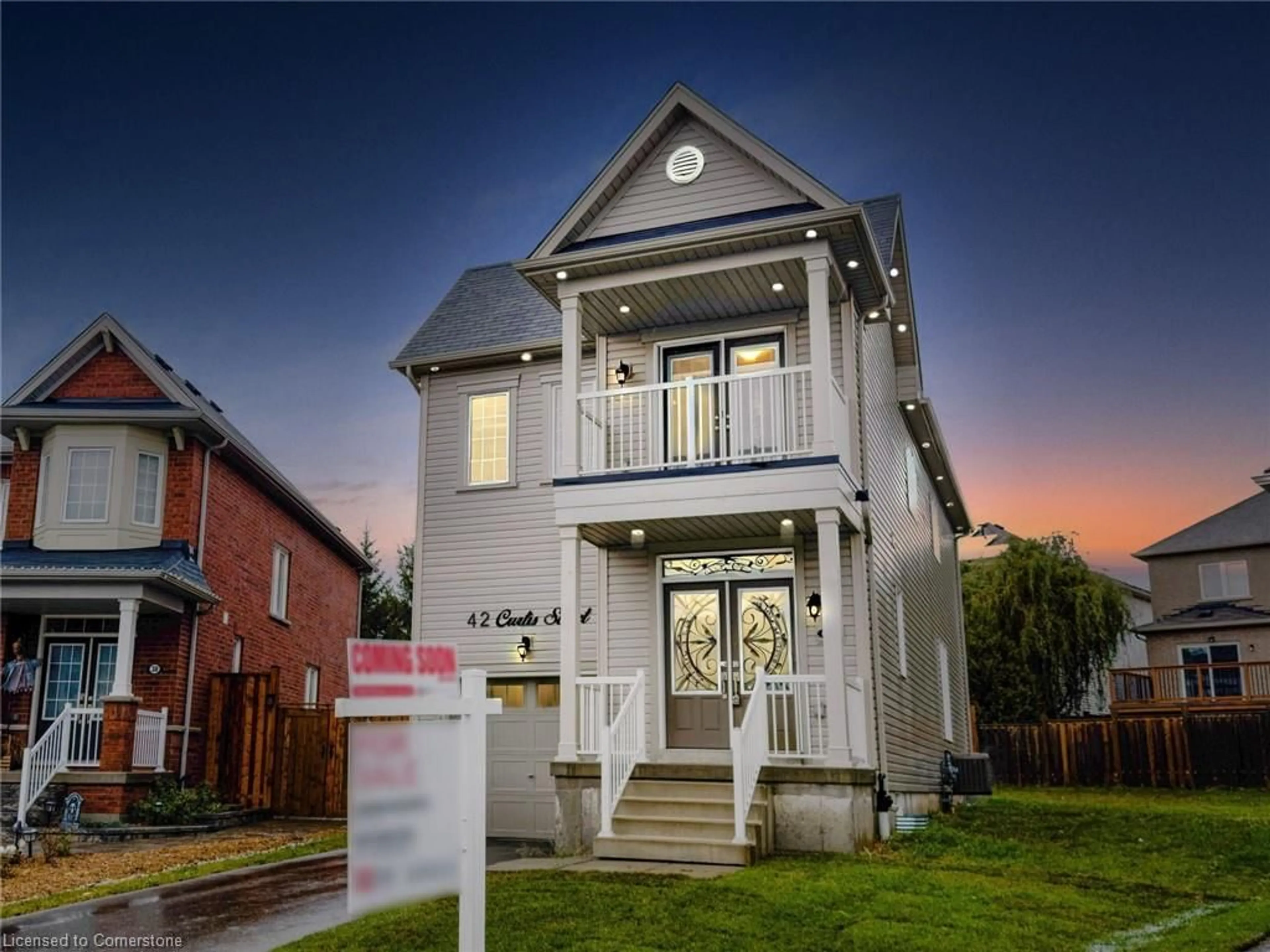 Frontside or backside of a home, the fenced backyard for 42 Curtis St, Breslau Ontario N0B 1M0