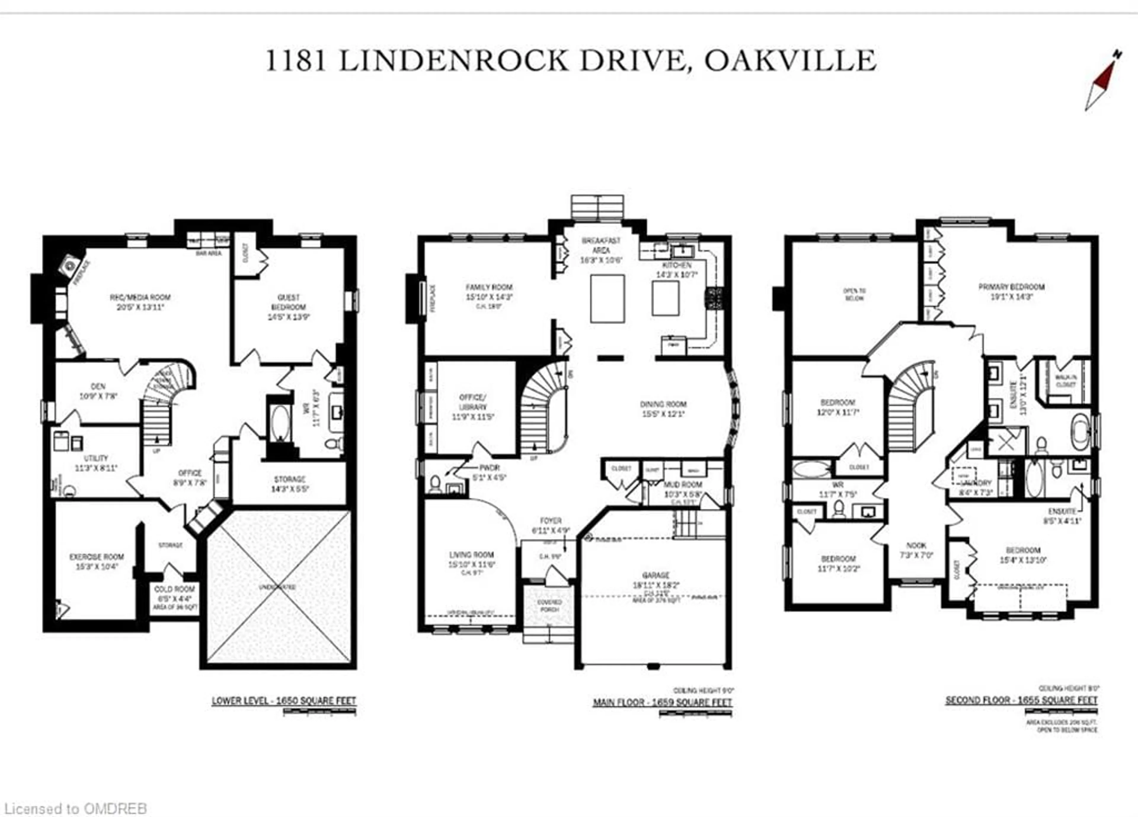 Floor plan for 1181 Lindenrock Dr, Oakville Ontario L6H 6T5