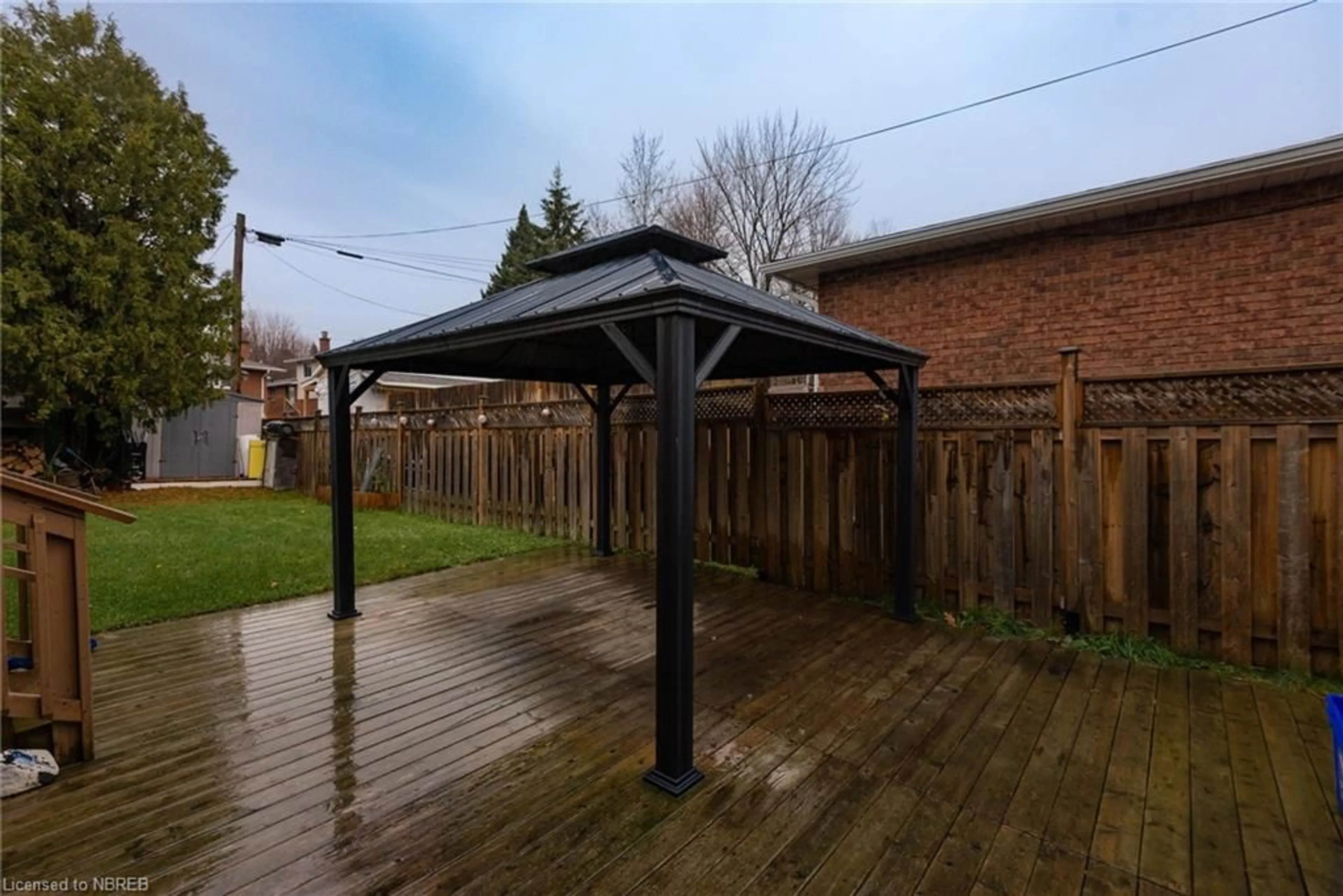 Patio, the fenced backyard for 145 Shallot Cres, North Bay Ontario P1A 3V7