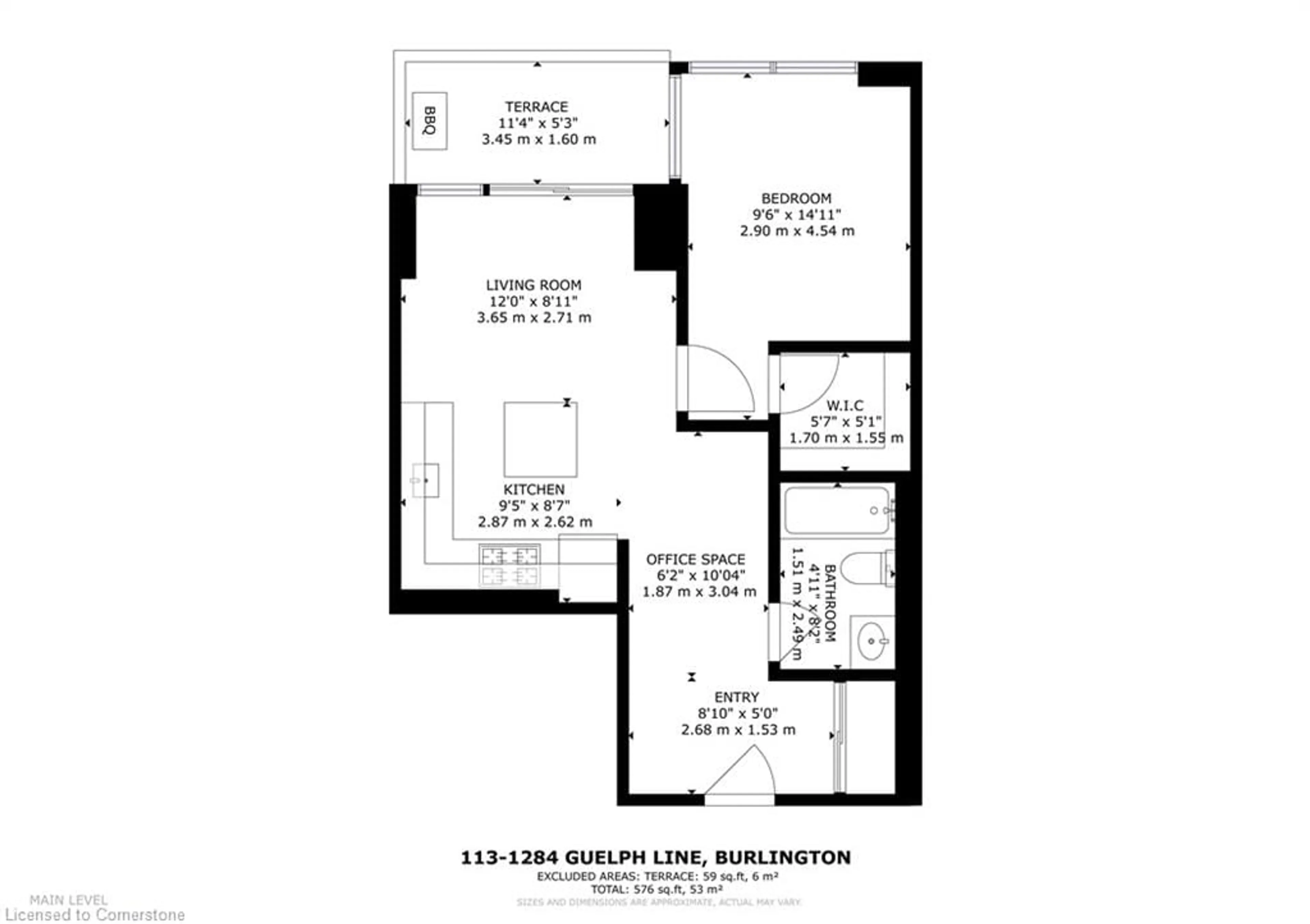 Floor plan for 1284 Guelph Line #113, Burlington Ontario L7P 0T9