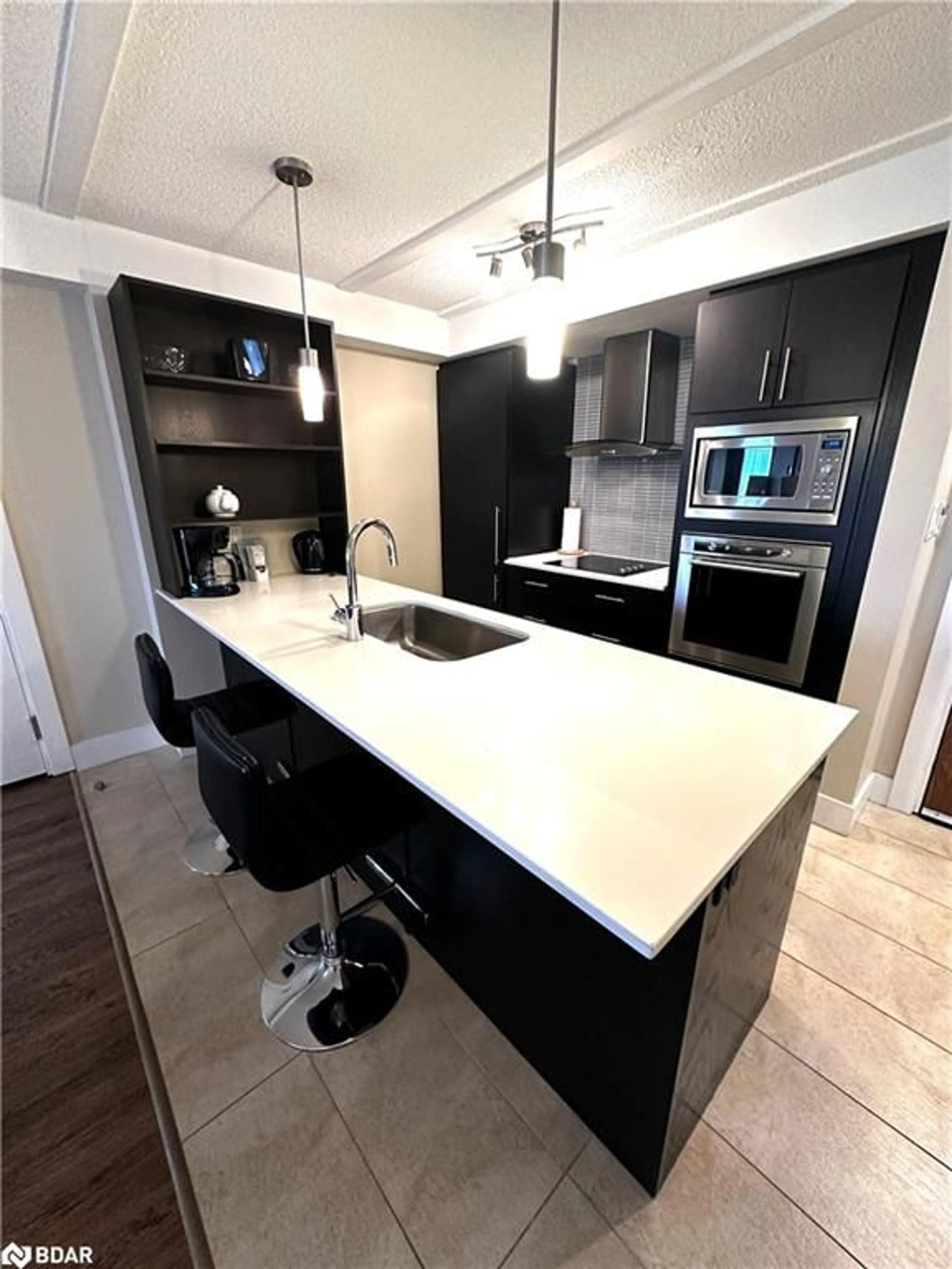 Contemporary kitchen, ceramic floors, mountain for 9 Harbour St #3112/3114, Collingwood Ontario L9Y 5B5