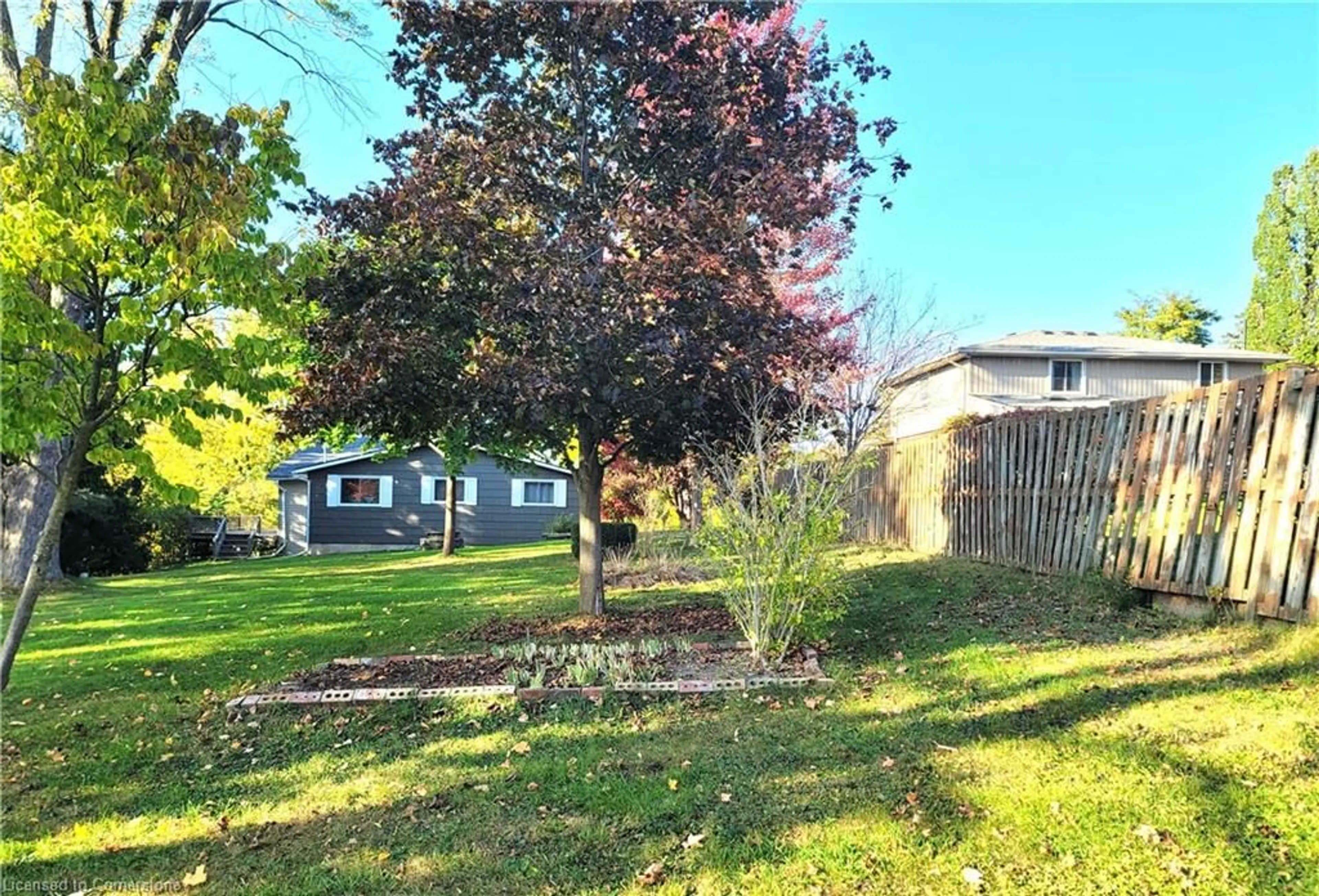 A pic from exterior of the house or condo, the fenced backyard for 111 Riverbank Dr, Cambridge Ontario N3H 4R6