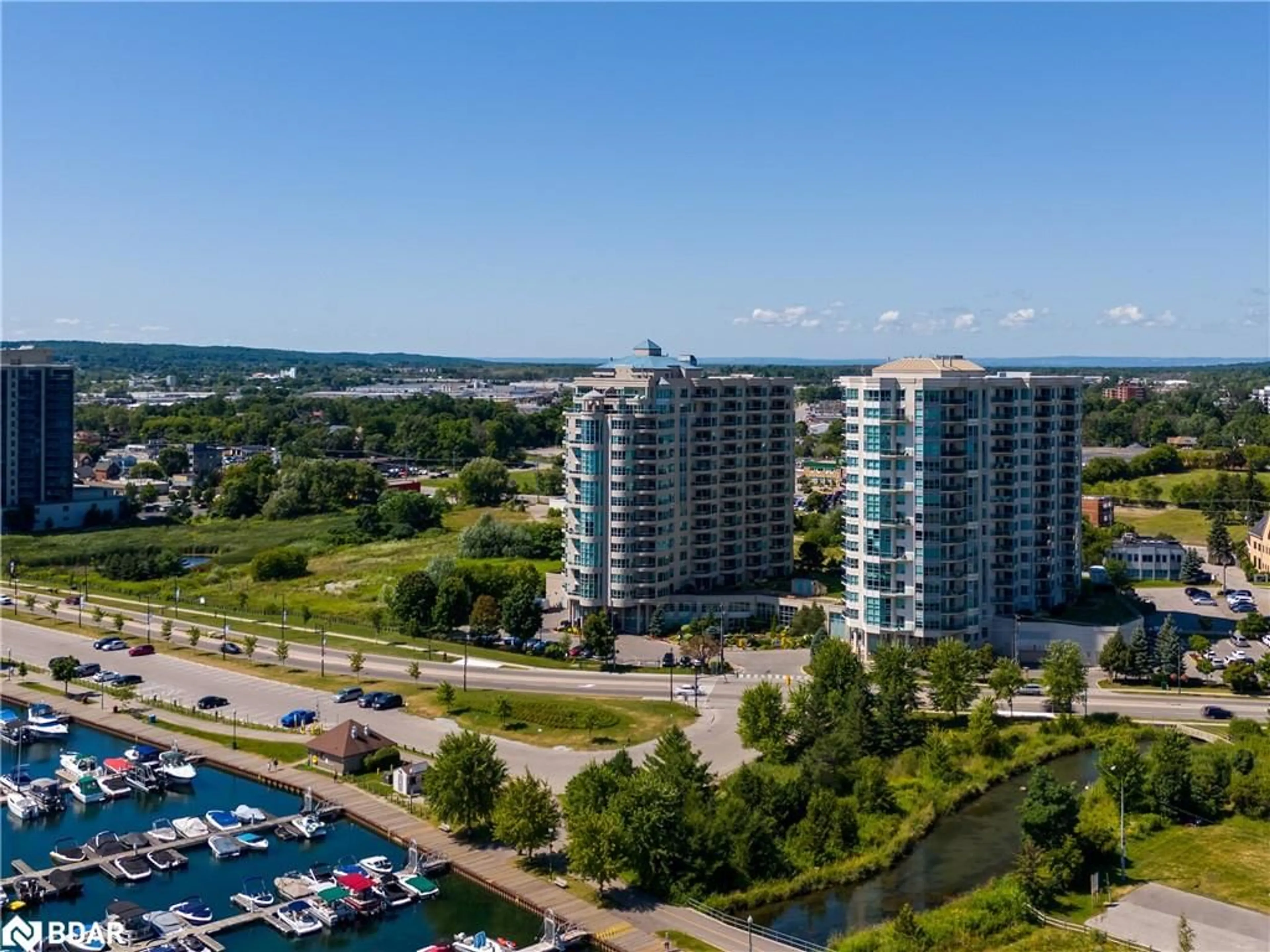 A pic from exterior of the house or condo, the view of city buildings for 6 Toronto St #1210, Barrie Ontario L4N 9R2