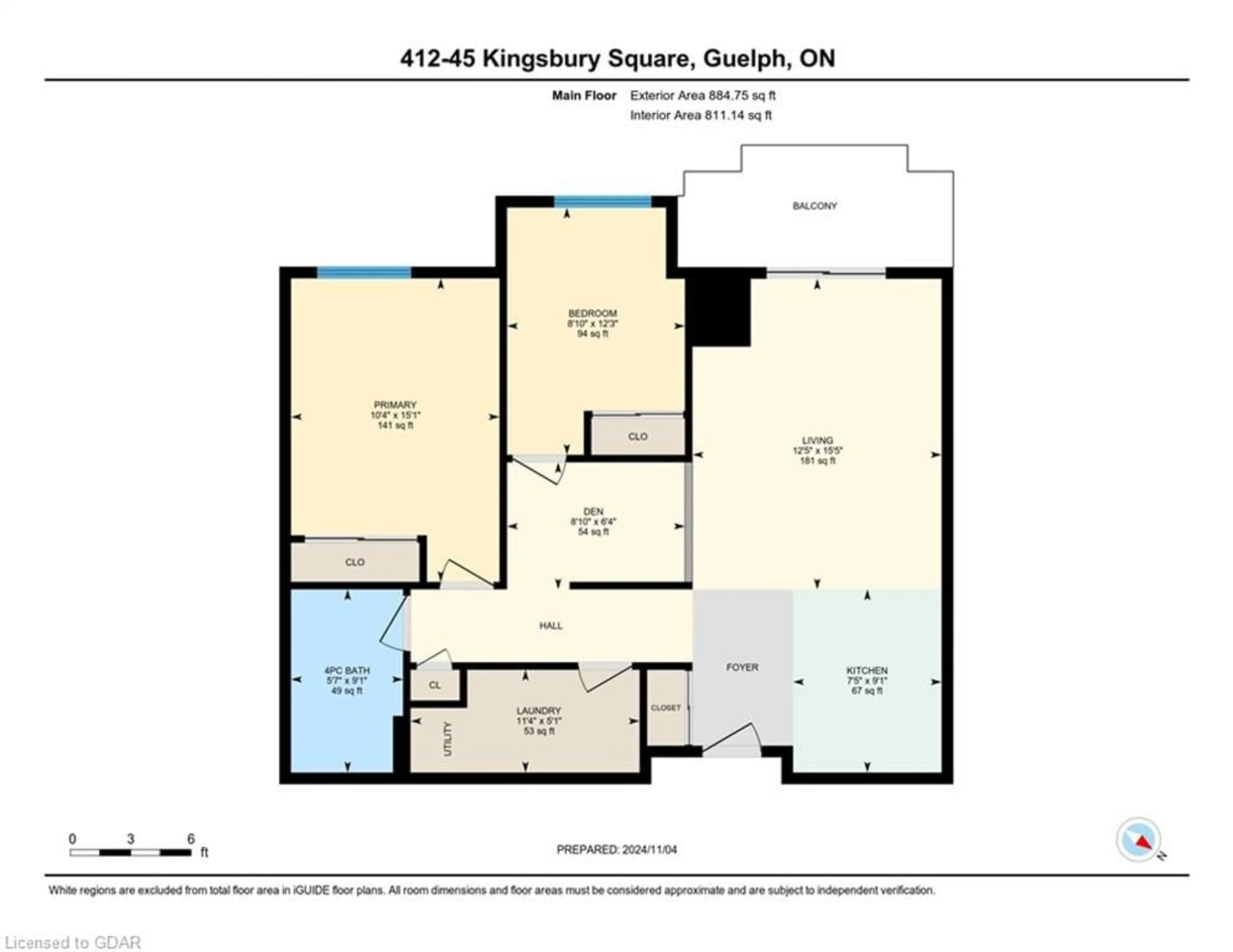 Floor plan for 45 Kingsbury Sq #412, Guelph Ontario N1L 0L2