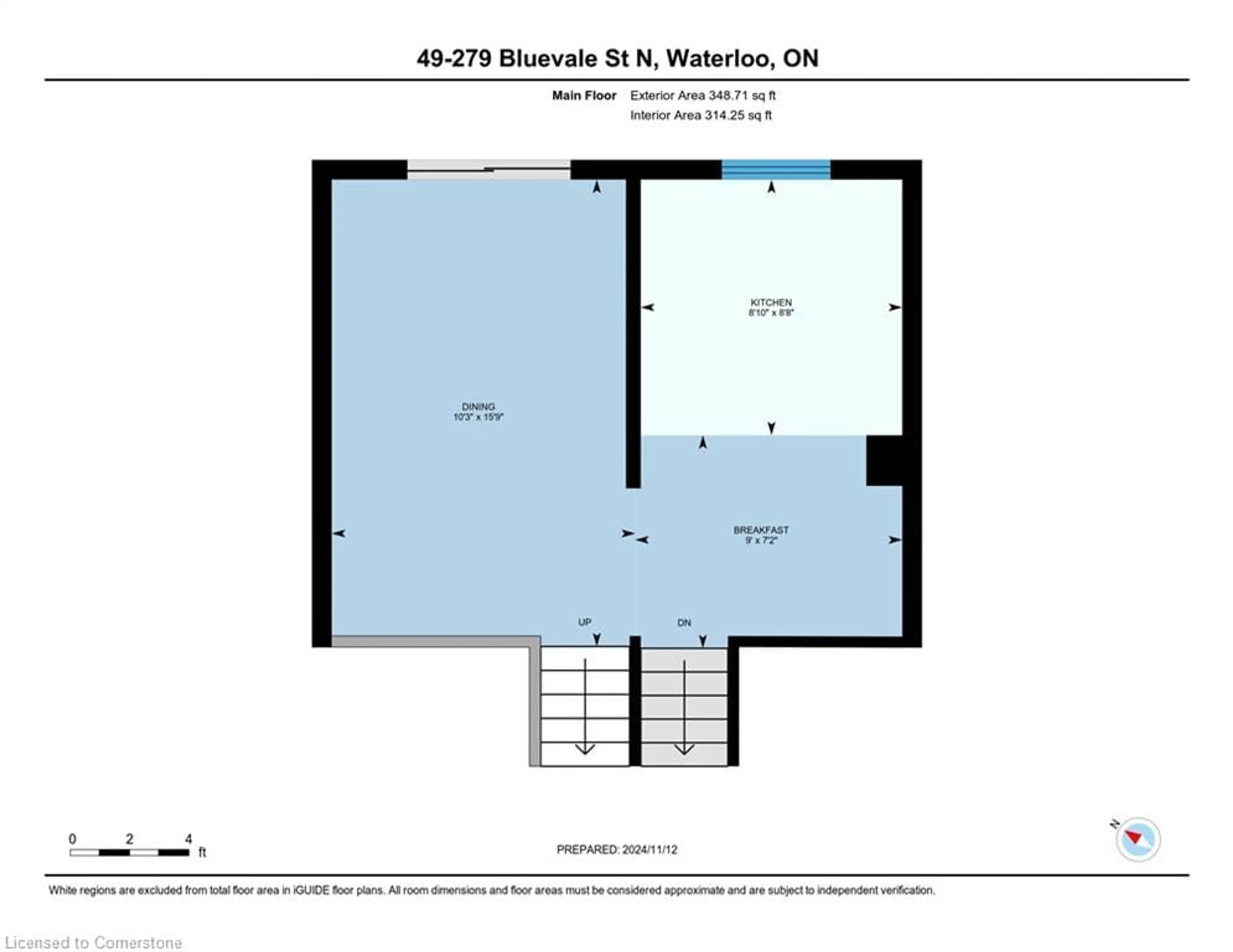 Floor plan for 279 Bluevale St #49, Waterloo Ontario N2J 4L8