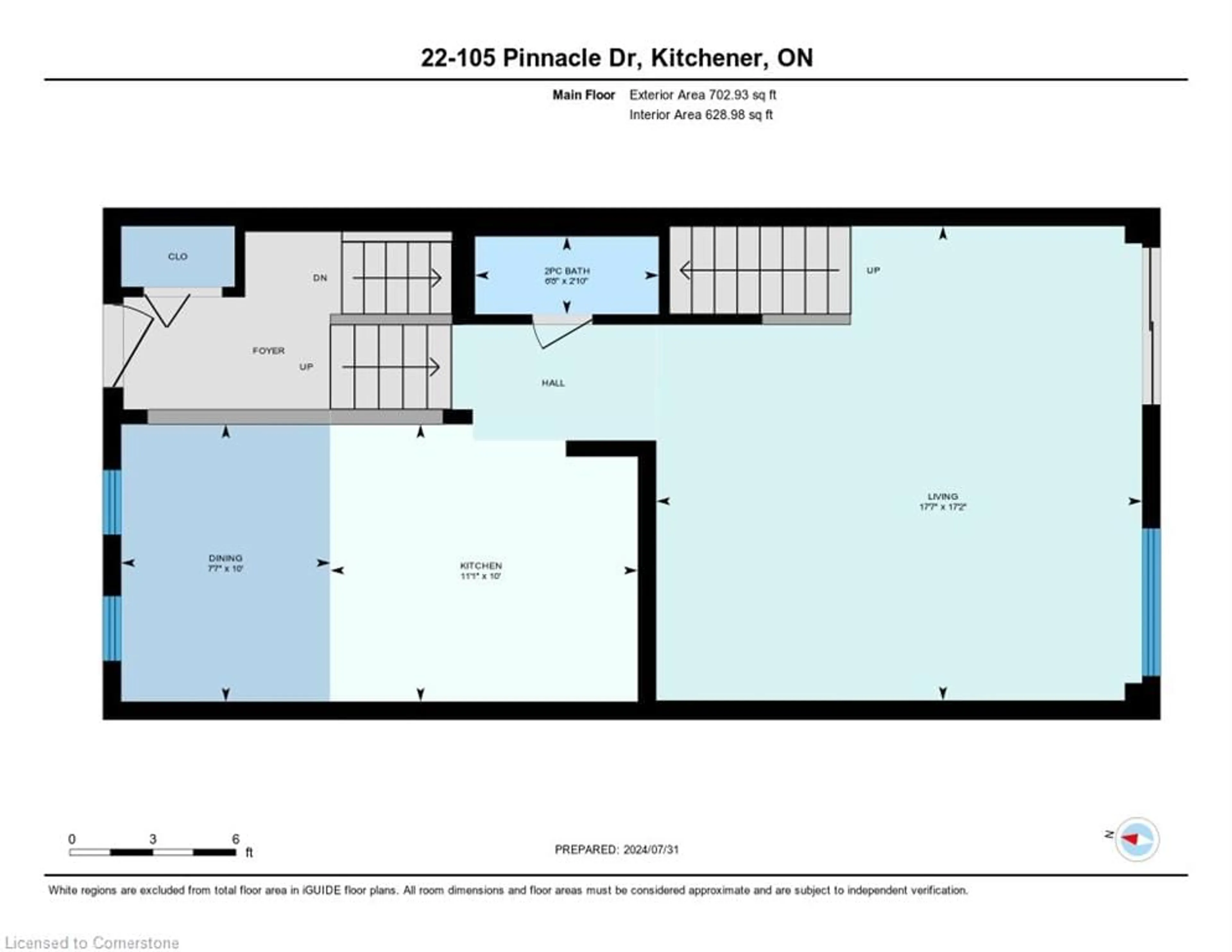 Floor plan for 105 Pinnacle Dr #22, Kitchener Ontario N2P 1B8