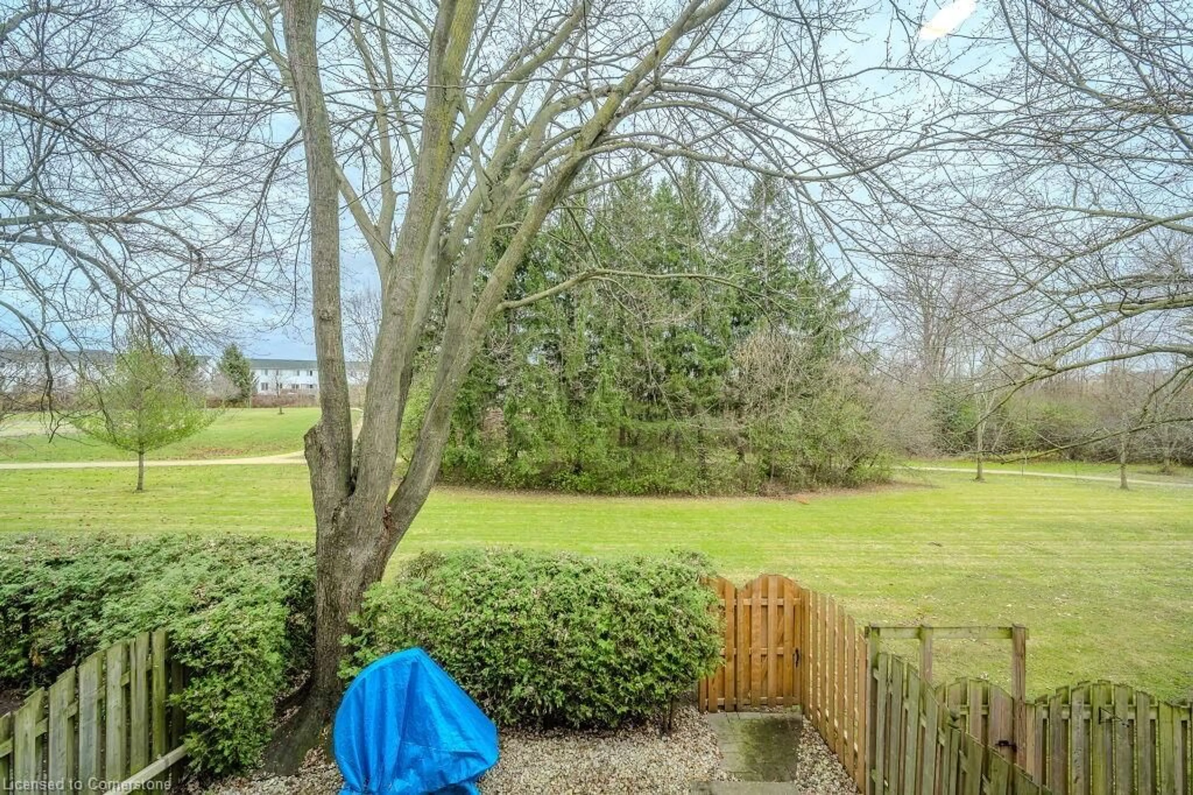 Patio, the fenced backyard for 30 Green Valley Dr #12, Kitchener Ontario N2P 1G8