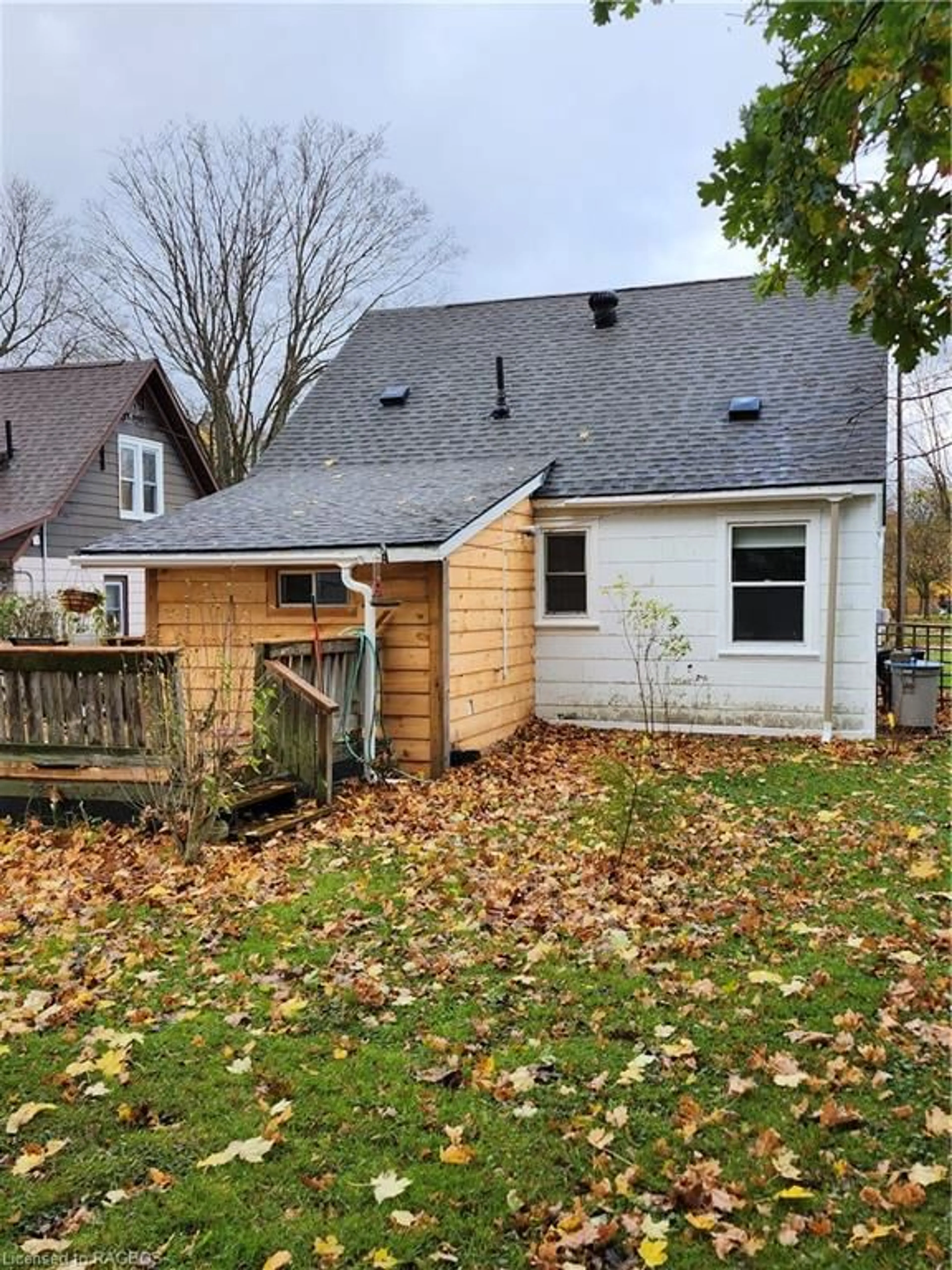 Frontside or backside of a home, the fenced backyard for 765 7th Street A, Owen Sound Ontario N4K 1J8