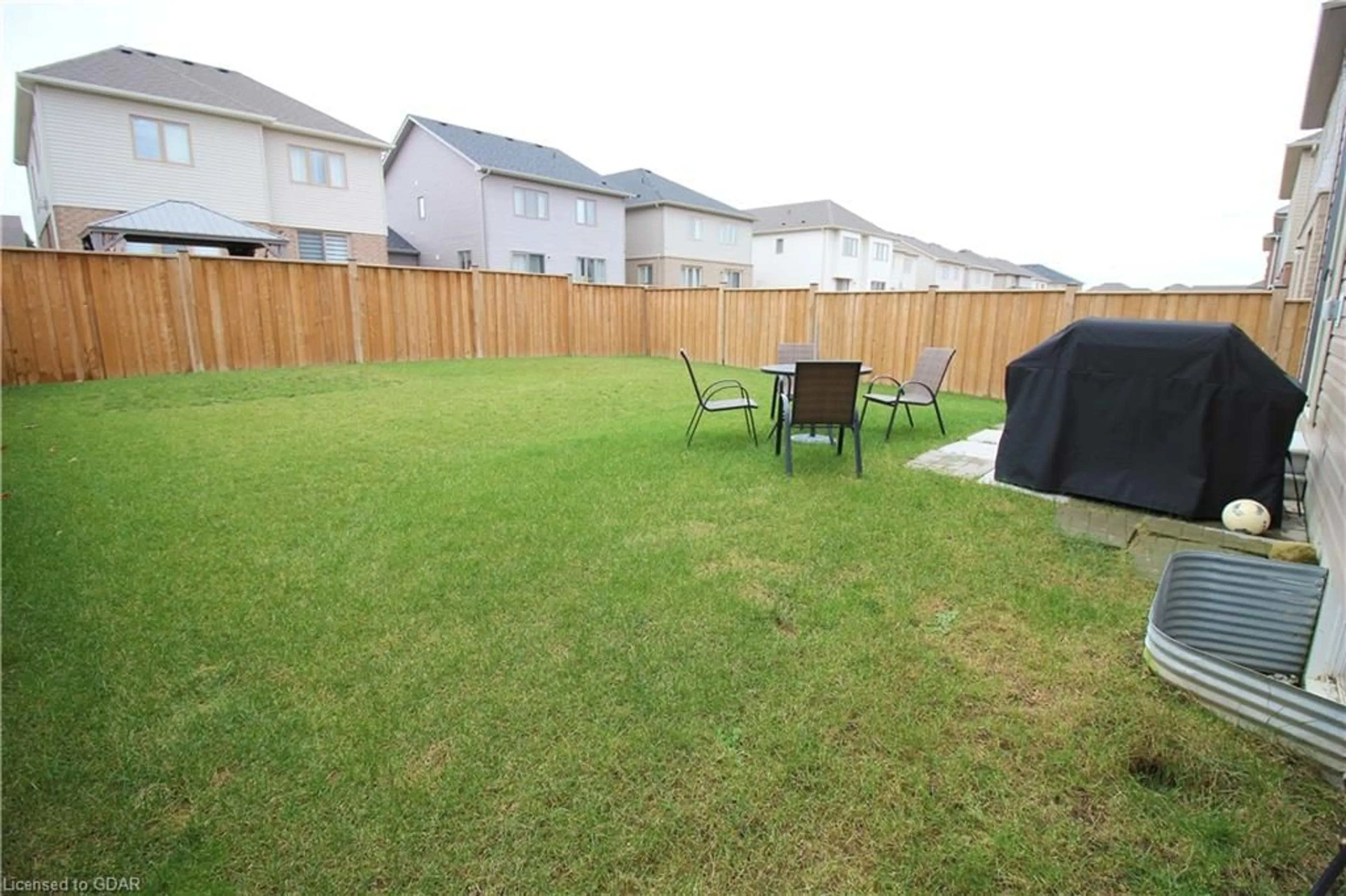 Patio, the fenced backyard for 96 Elliot Ave, Fergus Ontario N1M 2W3