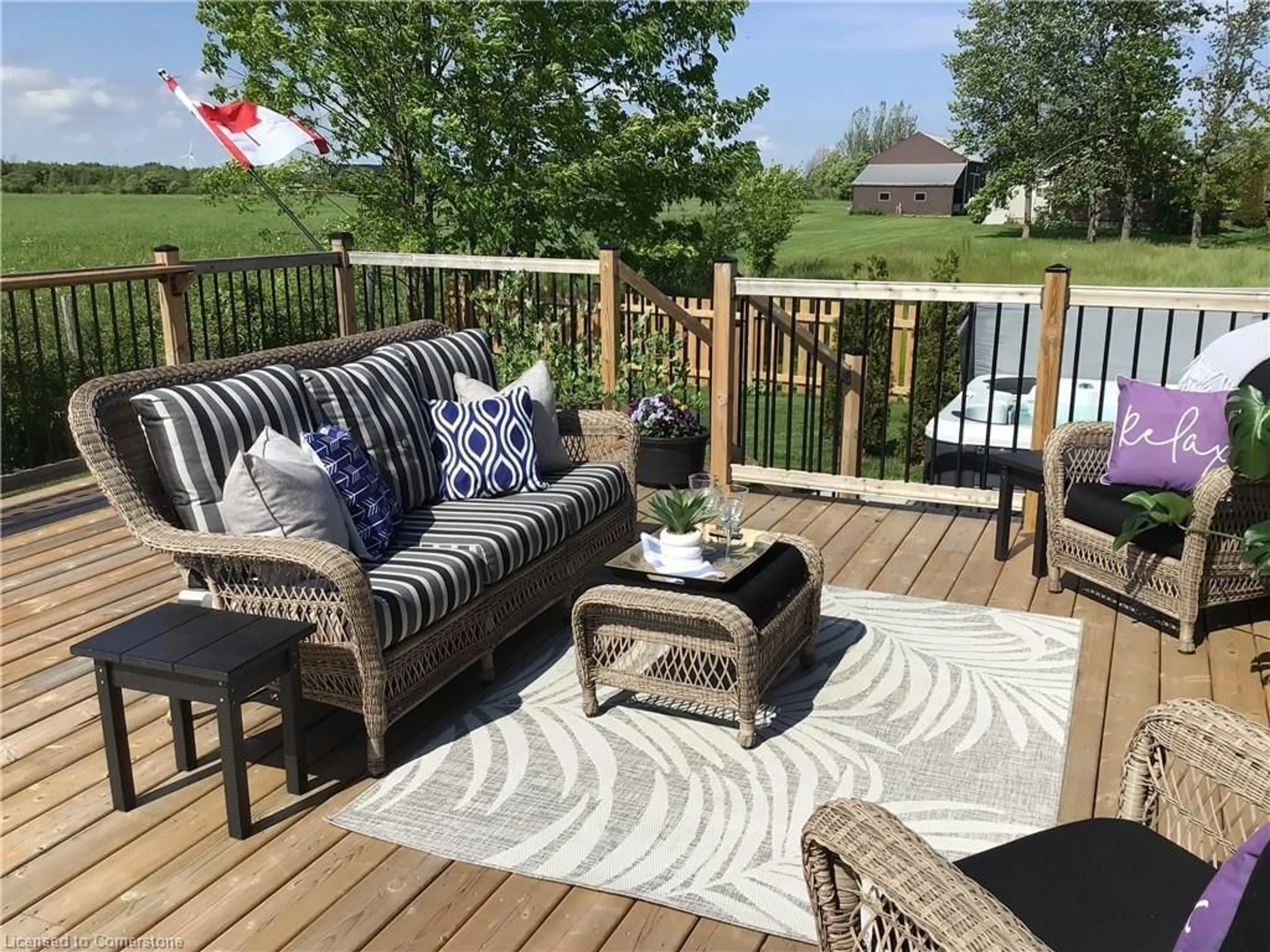 Patio, the fenced backyard for 781 South Coast Dr, Peacock Point Ontario N0A 1L0