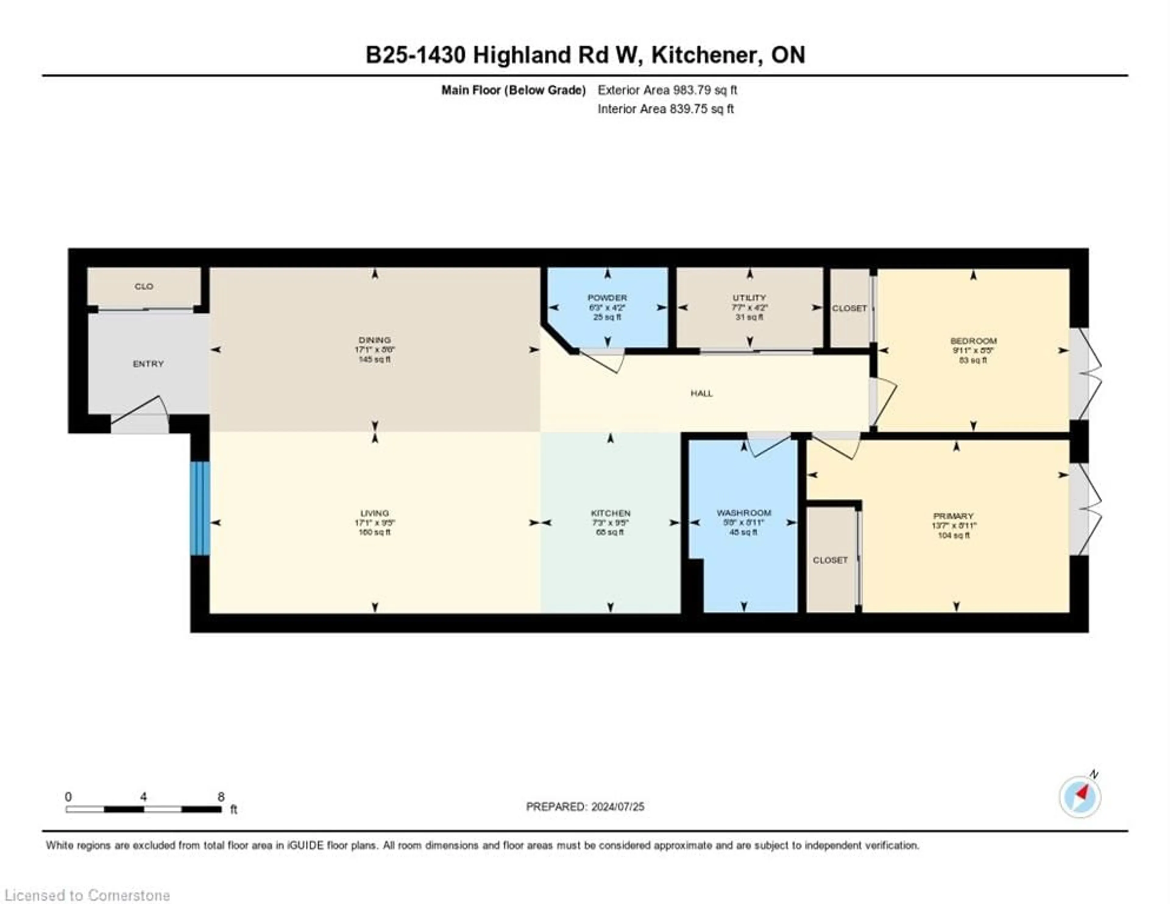 Floor plan for 1430 Highland Rd #25B, Kitchener Ontario N2N 0C3