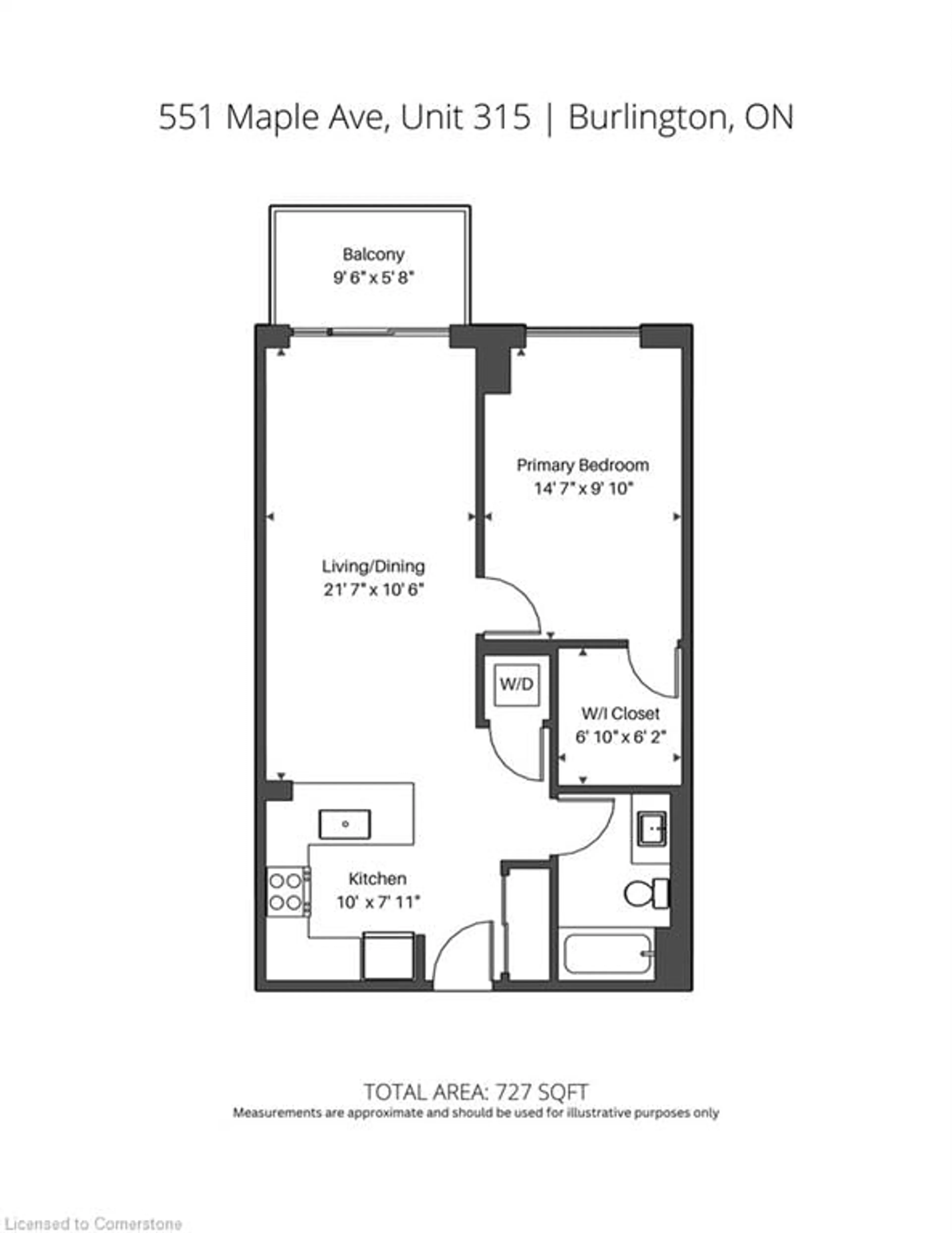 Floor plan for 551 Maple Ave #315, Burlington Ontario L7S 1M7