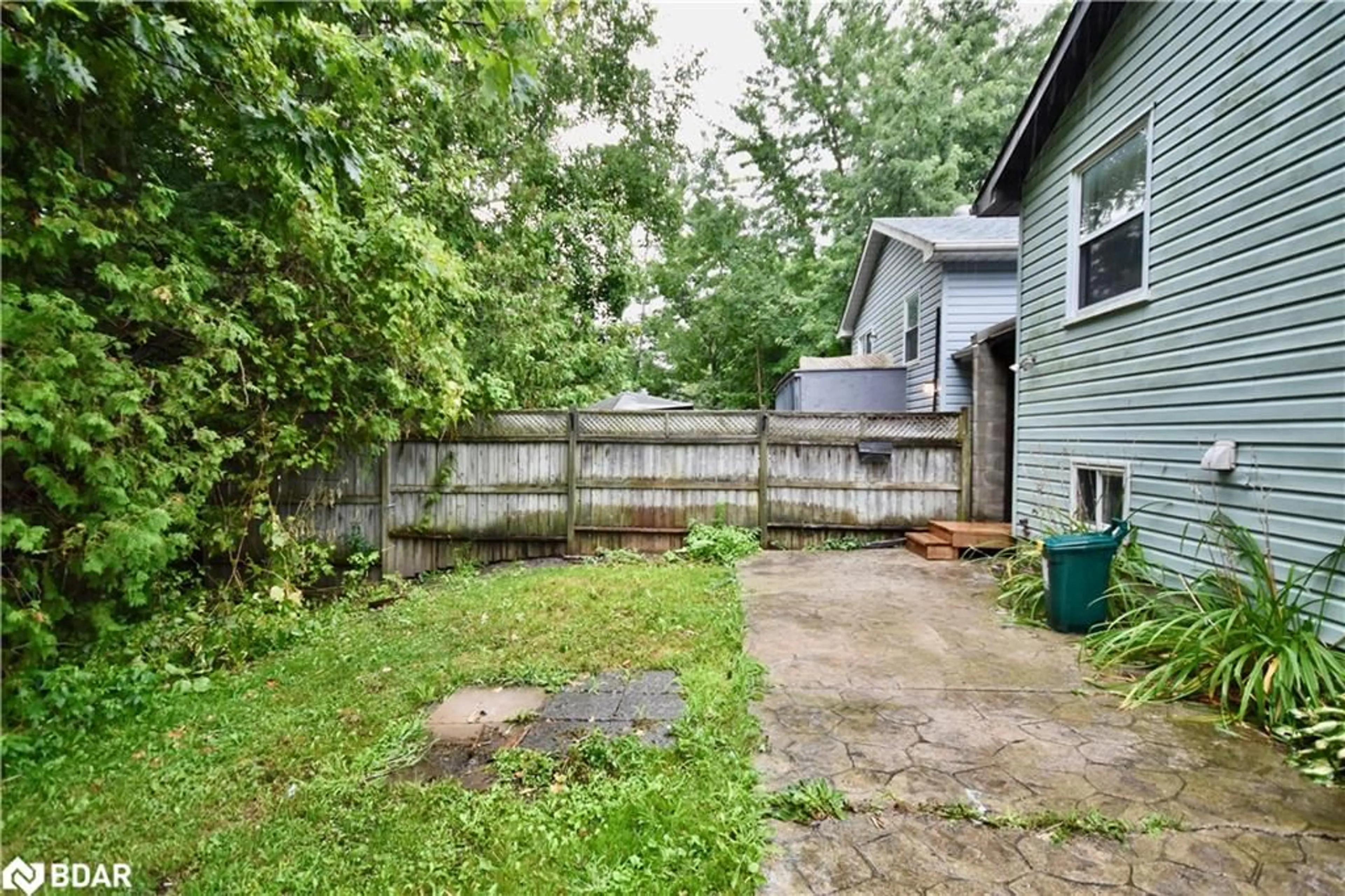 Patio, the fenced backyard for 16 Louise Lane, Orillia Ontario L3V 7W1