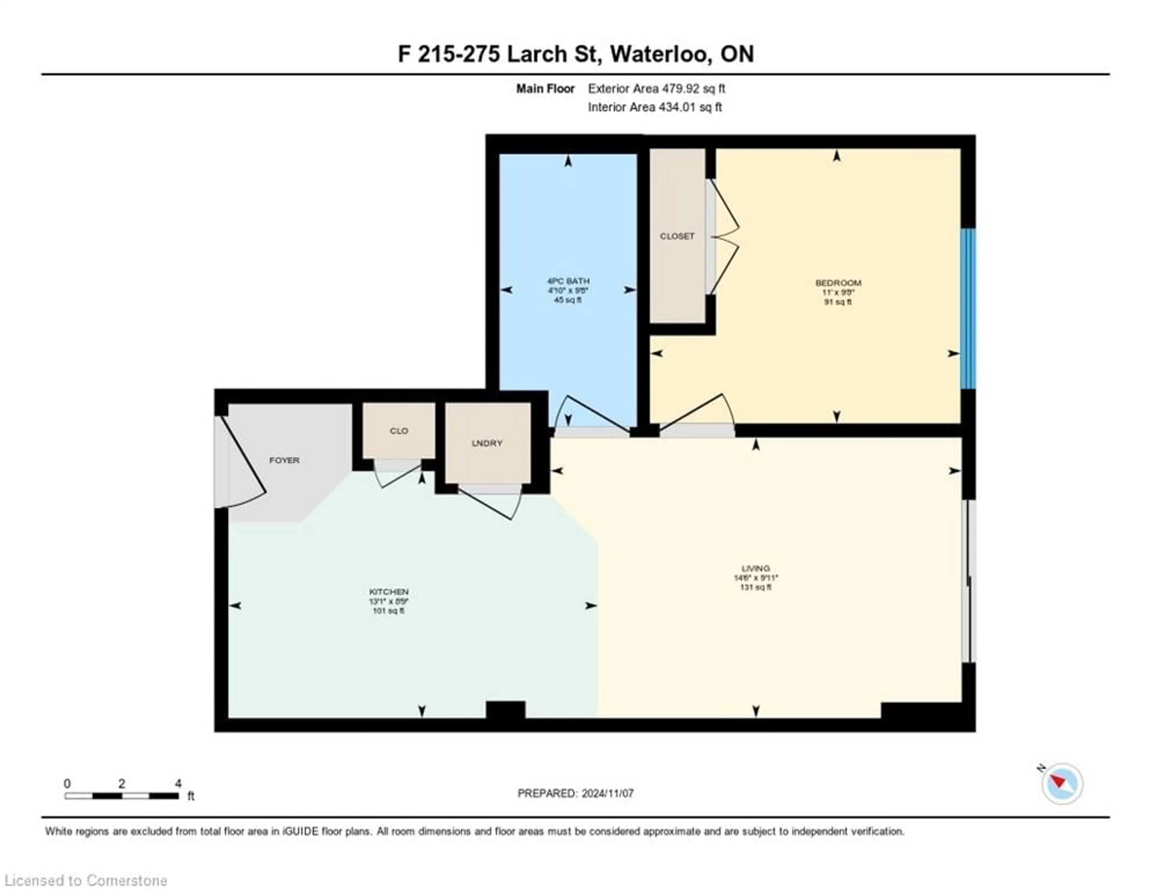 Floor plan for 275 Larch St #F215, Waterloo Ontario N2L 3R2