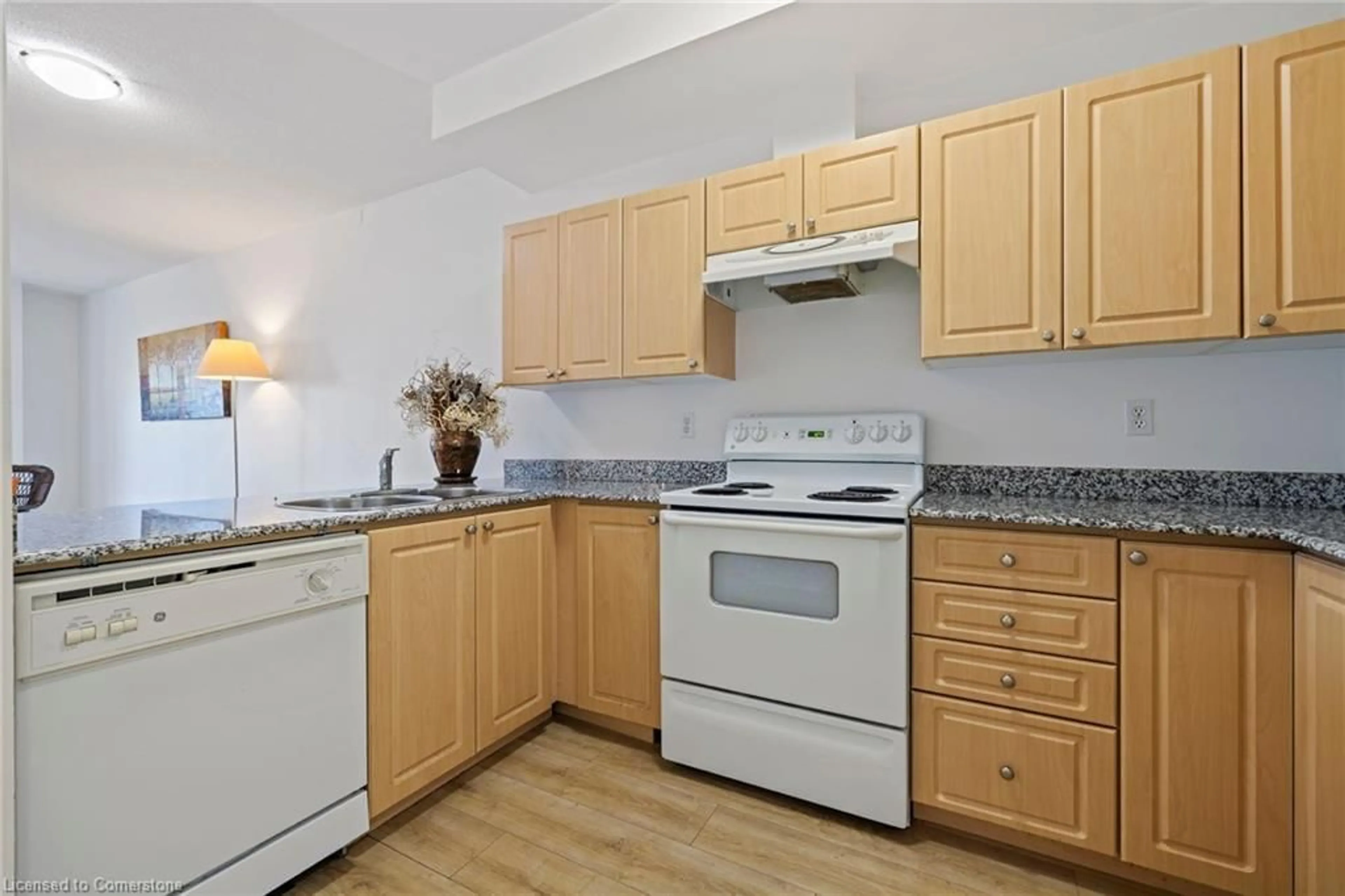 Standard kitchen, wood floors, cottage for 135 James Street South St #803, Hamilton Ontario L8P 2Z6