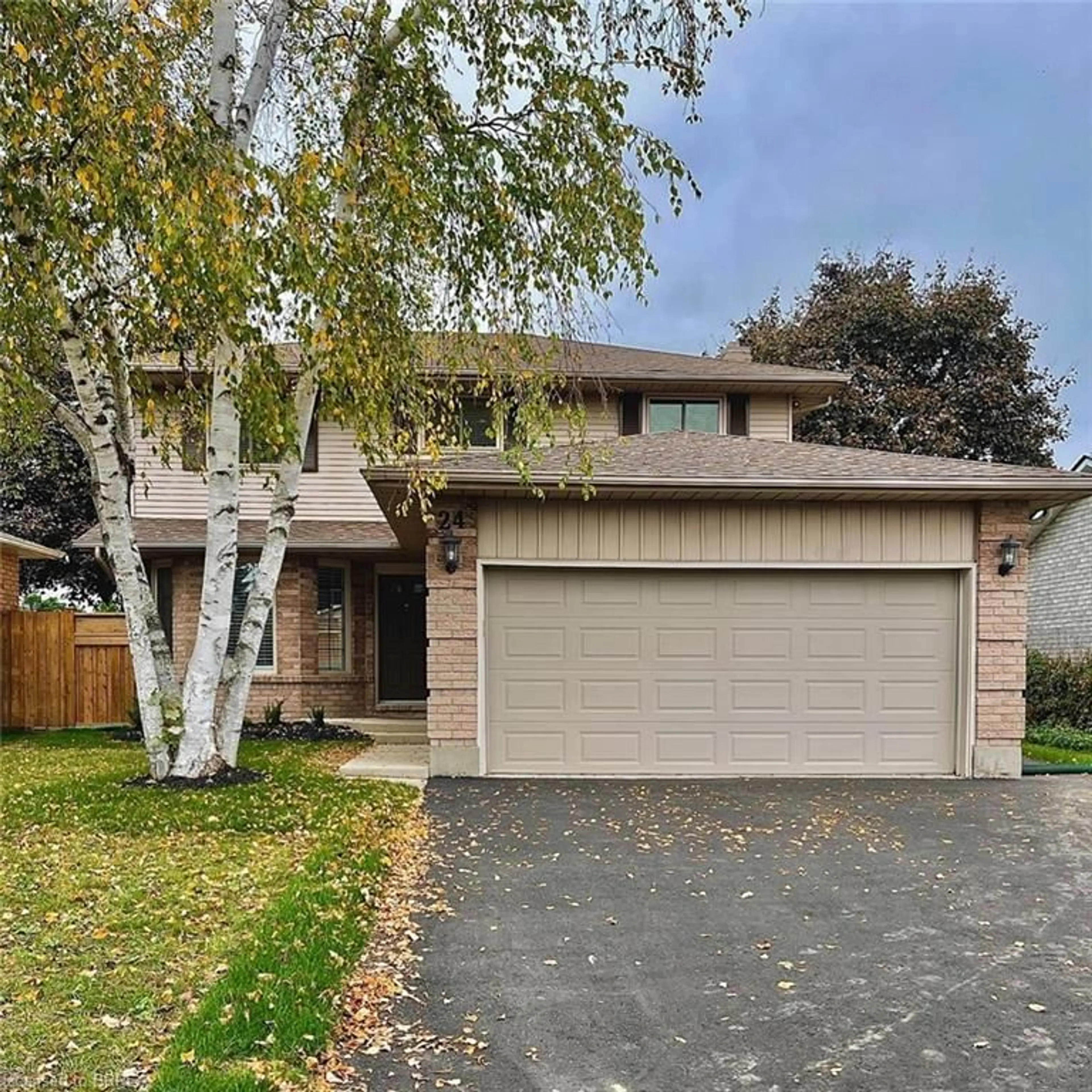 Frontside or backside of a home, the street view for 24 Blackfriar Lane, Brantford Ontario N3R 7L3