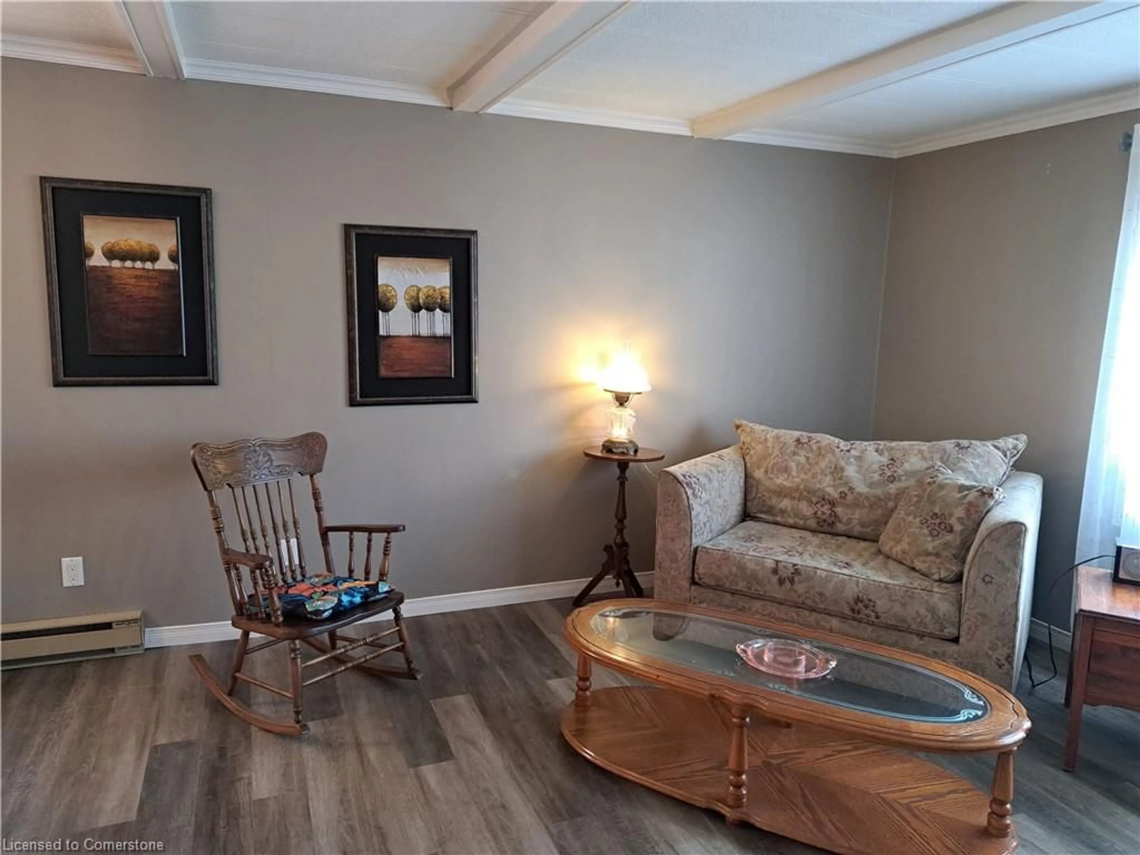 Living room, wood floors for 16-39724 Amberley Rd, Wingham Ontario N0G 2W0