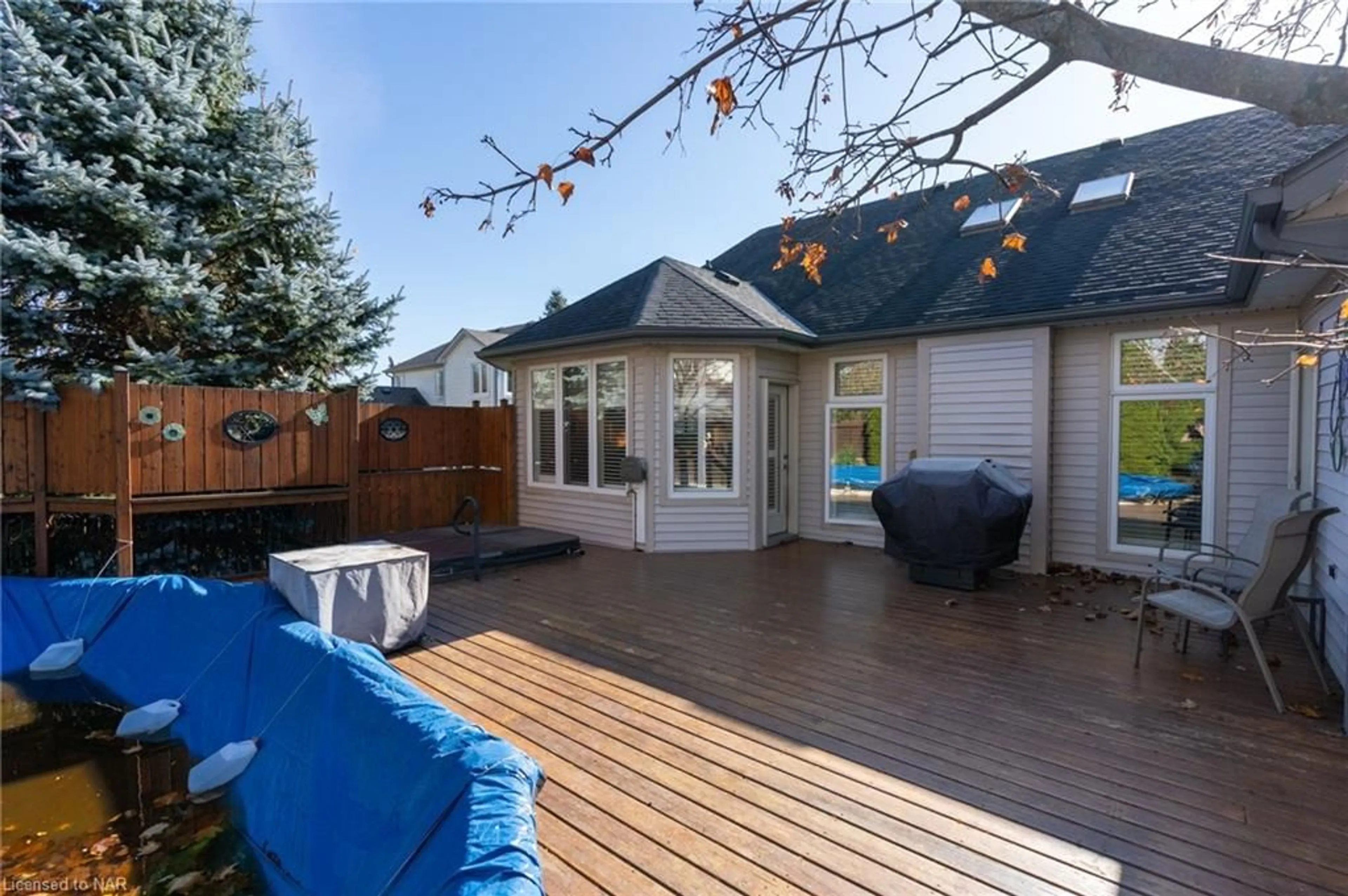 Patio, the fenced backyard for 100 Thorold Rd, Welland Ontario L3C 7A6