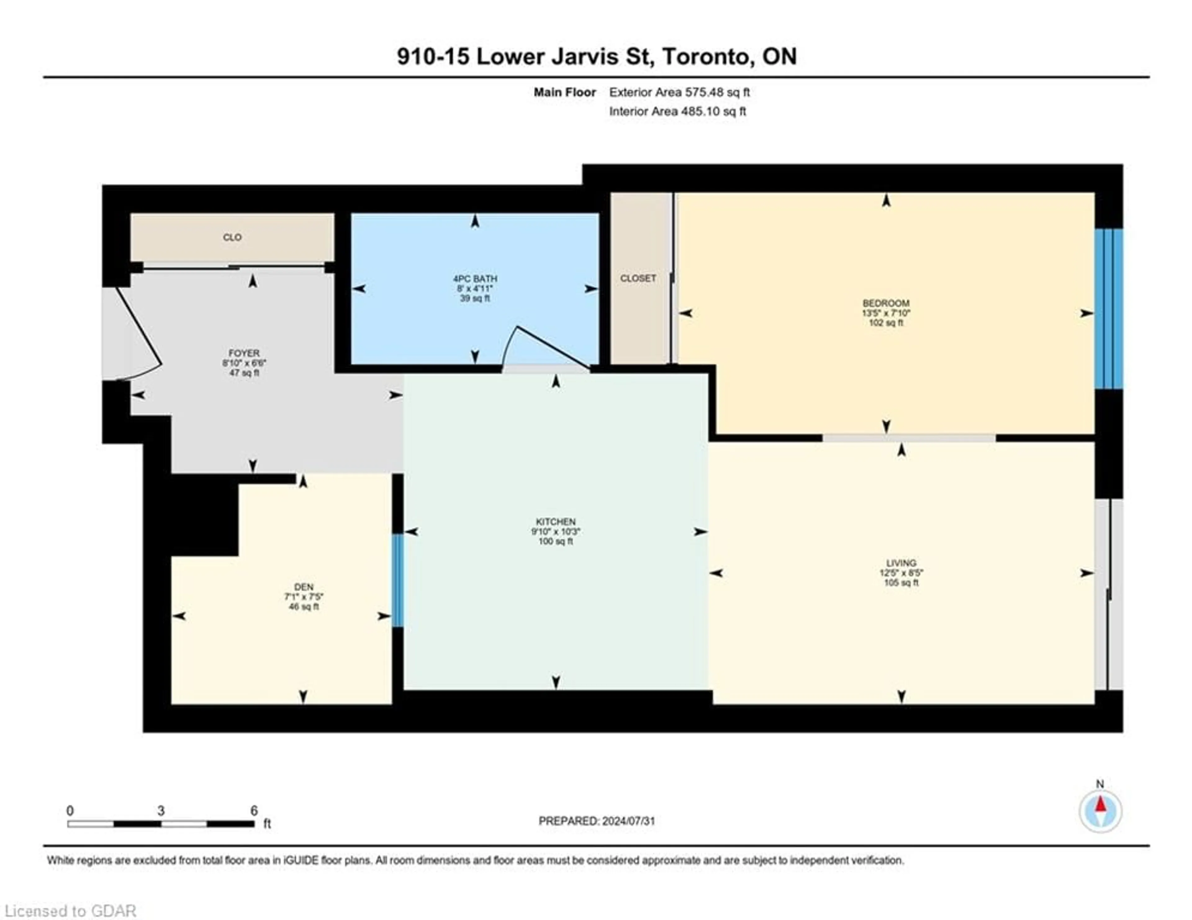 Floor plan for 15 Lower Jarvis St #910, Toronto Ontario M5E 0C4