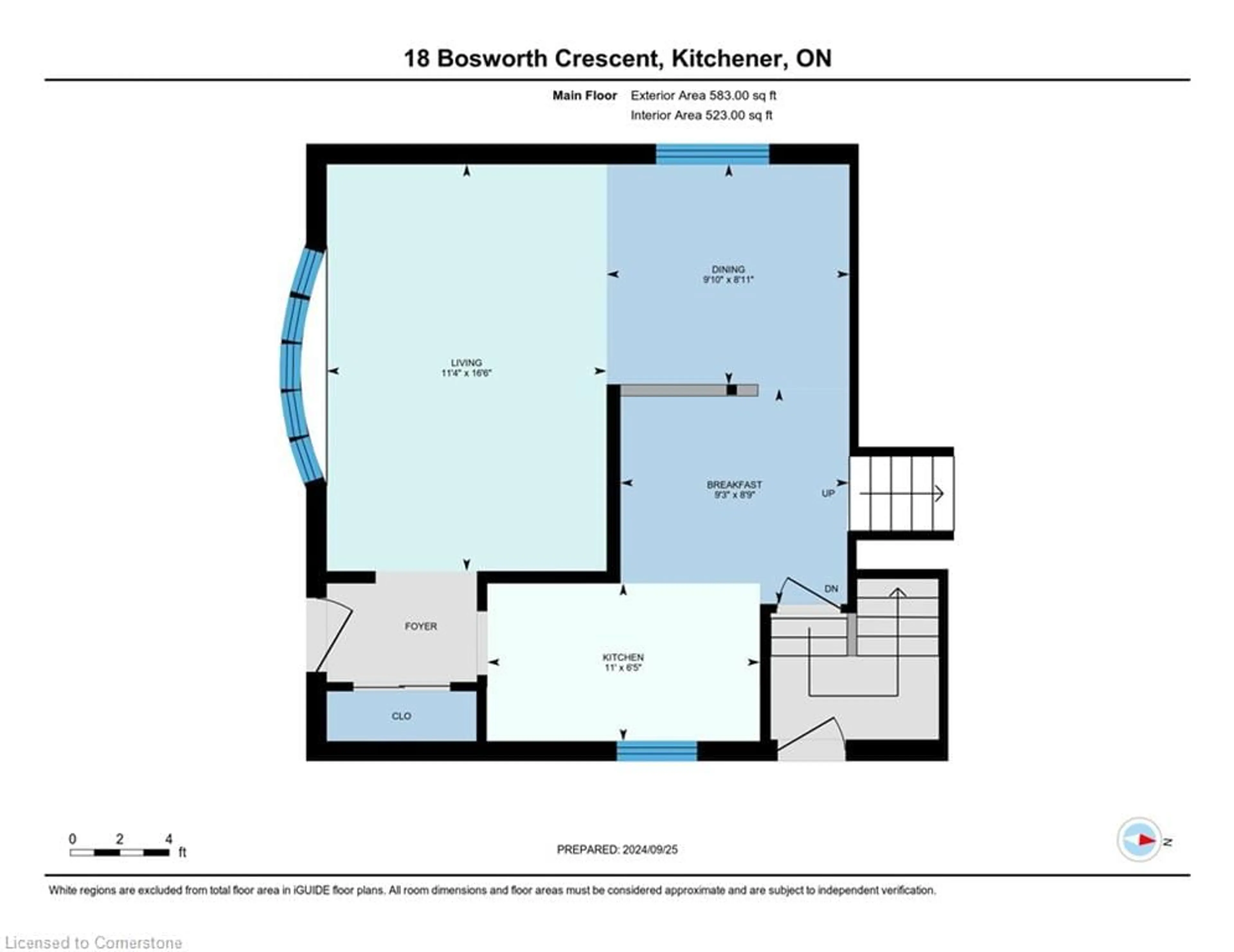 Floor plan for 18 Bosworth Cres, Kitchener Ontario N2E 1Z1