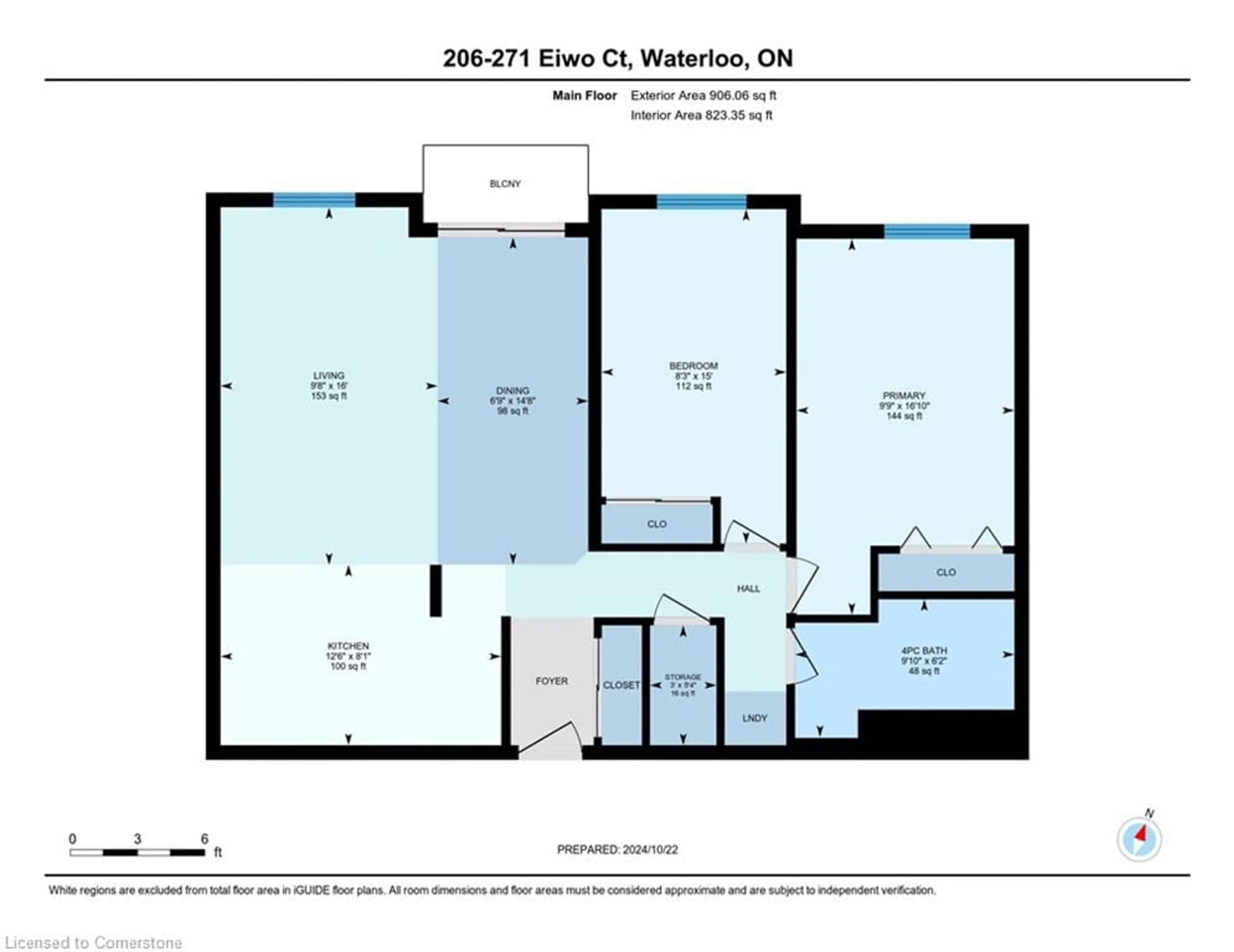 Floor plan for 271 Eiwo Crt #206, Waterloo Ontario N2K 3M6