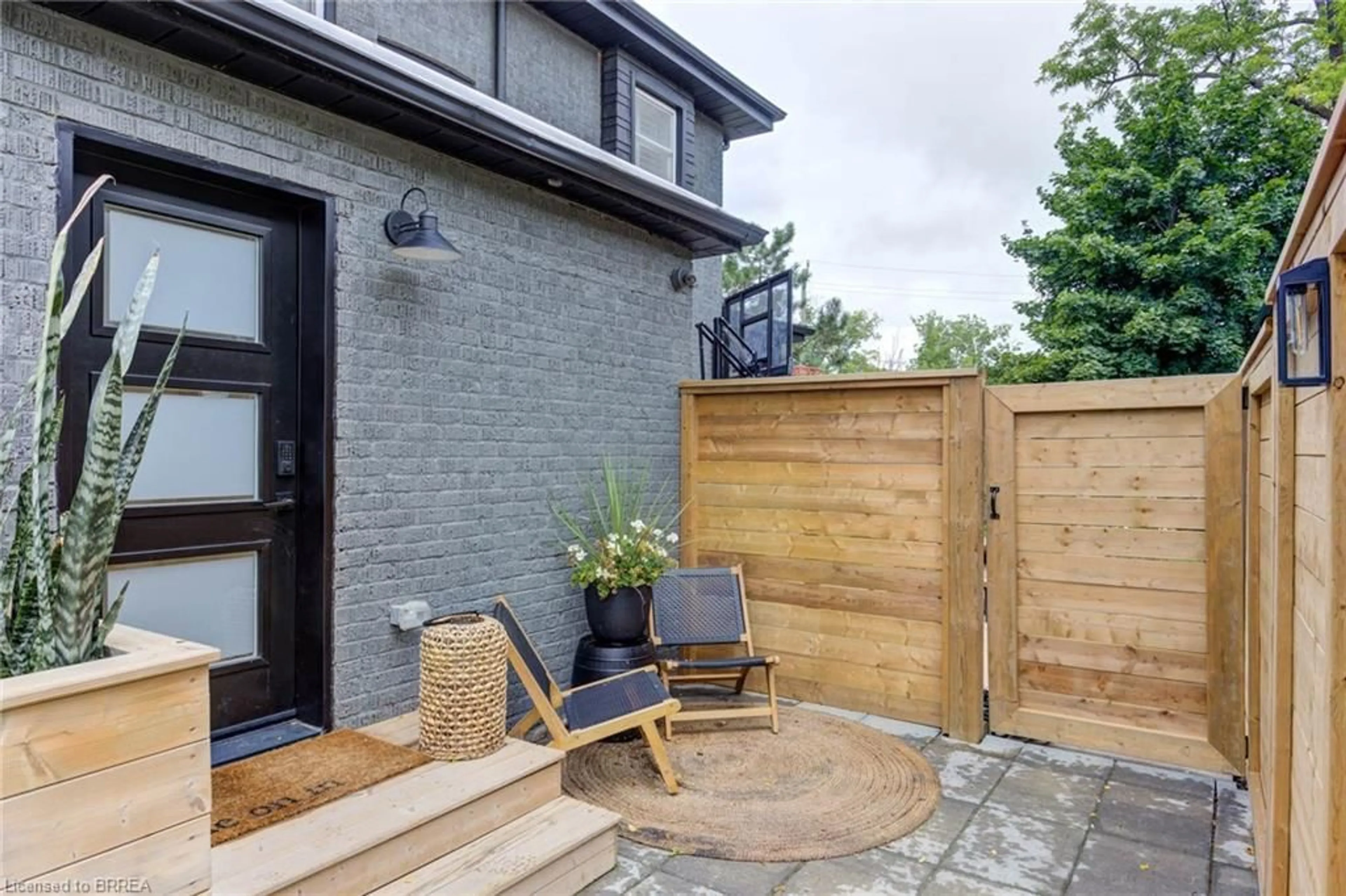 Patio, the fenced backyard for 73 King Edward St, Paris Ontario N3L 2G9