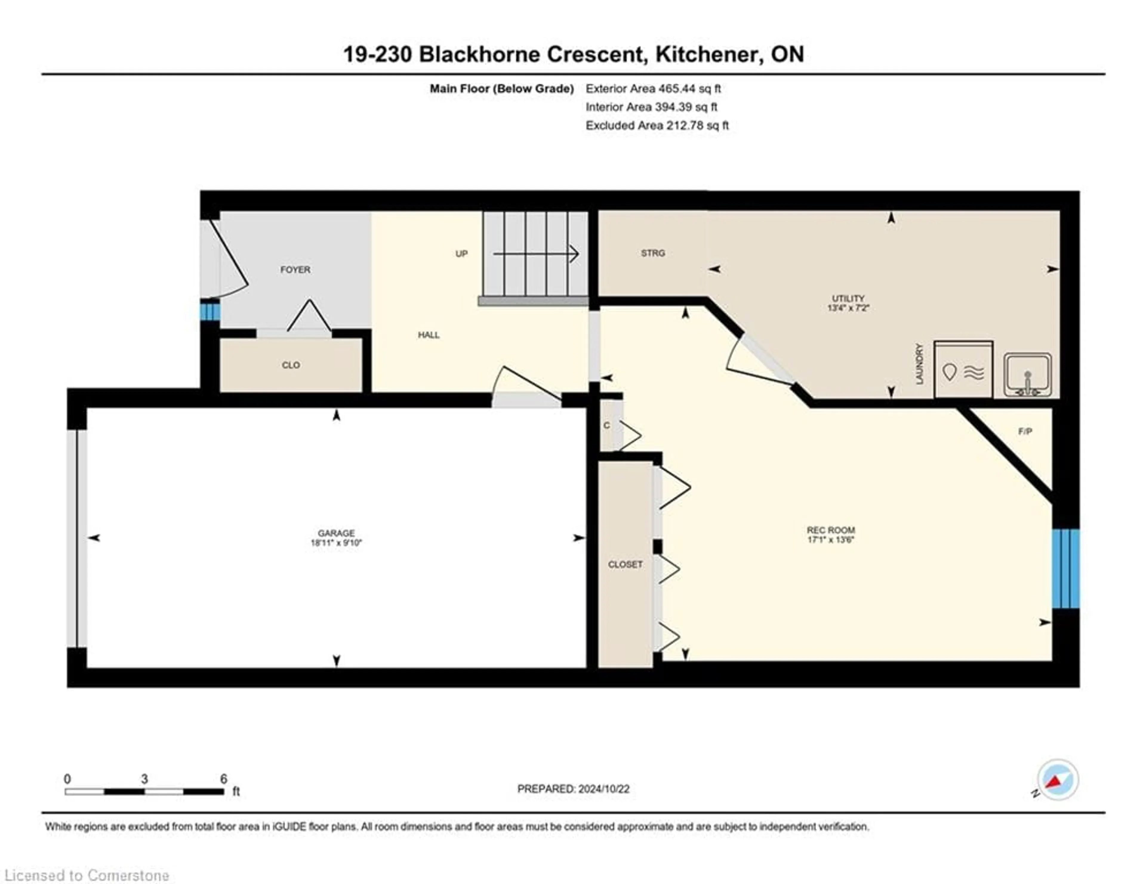 Floor plan for 230 Blackhorne Dr #19, Kitchener Ontario N2E 1Z4