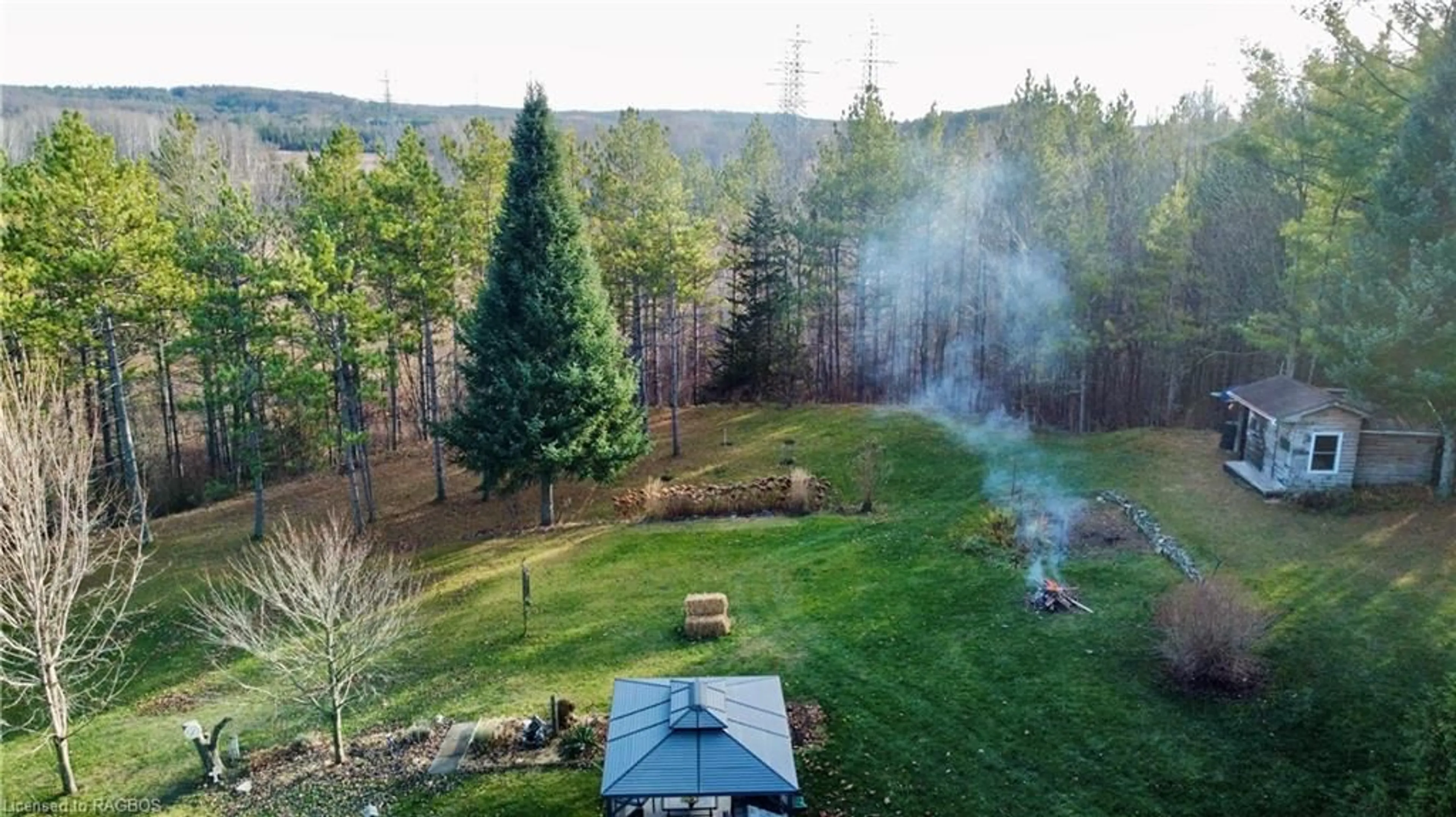 Patio, the fenced backyard for 401838 Grey County Rd 4, West Grey Ontario N4N 3B8