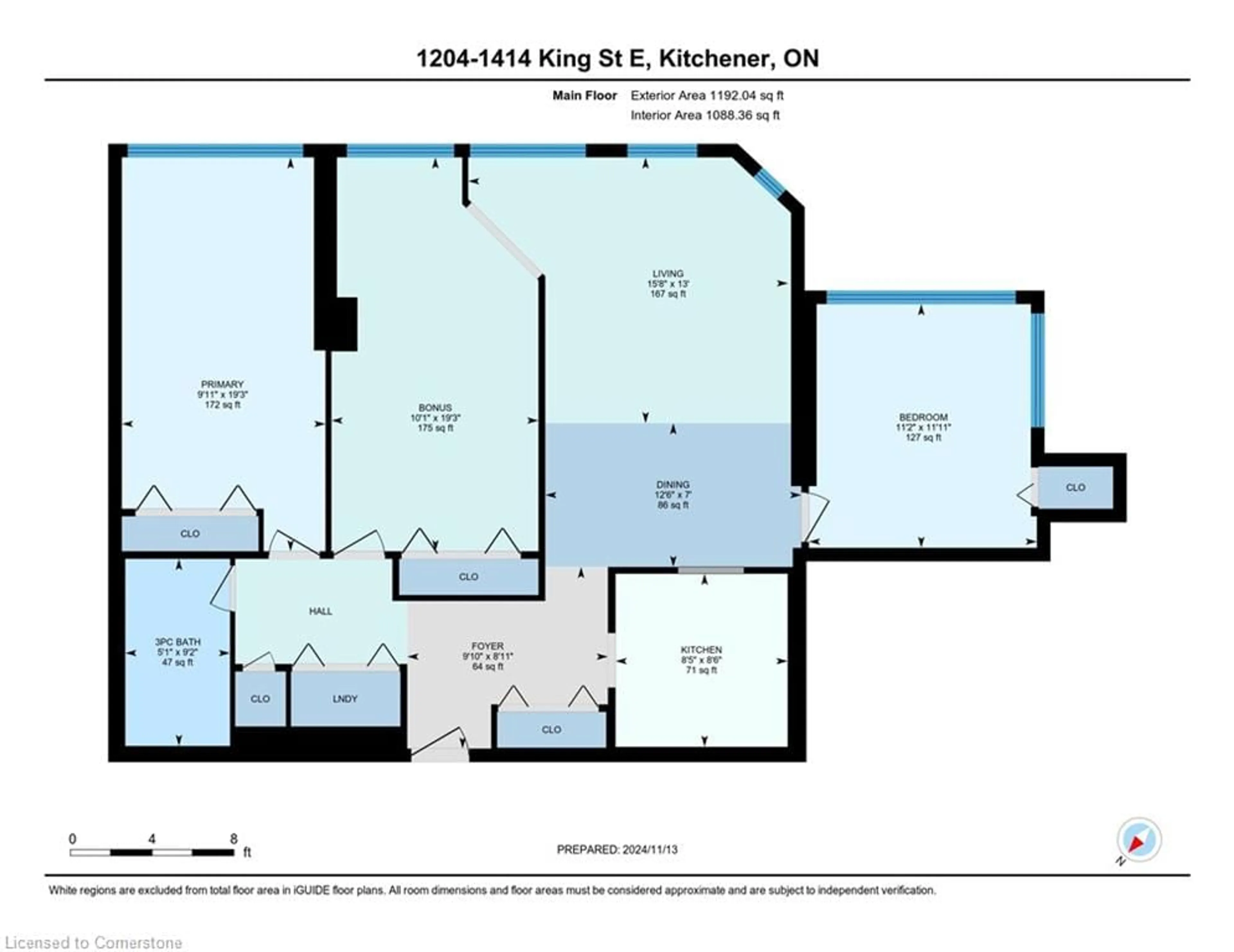 Floor plan for 1414 King St #1204, Kitchener Ontario N2G 4T8