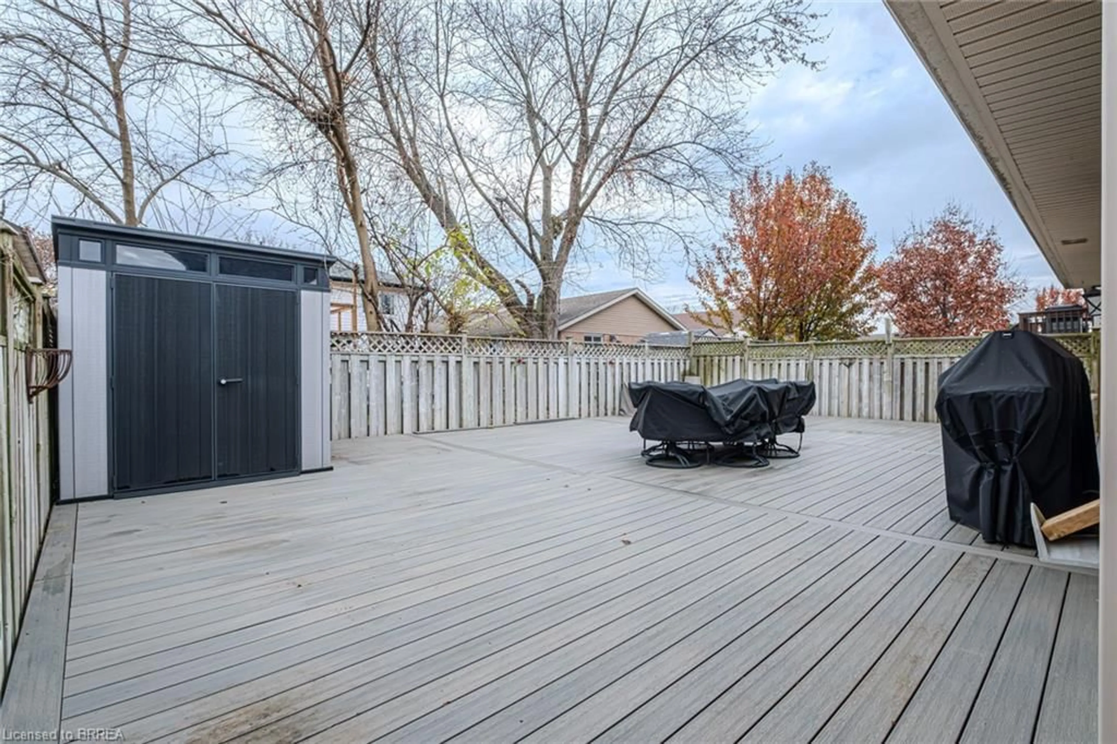 Patio, the fenced backyard for 15 Landon Ave, Simcoe Ontario N3Y 5J8