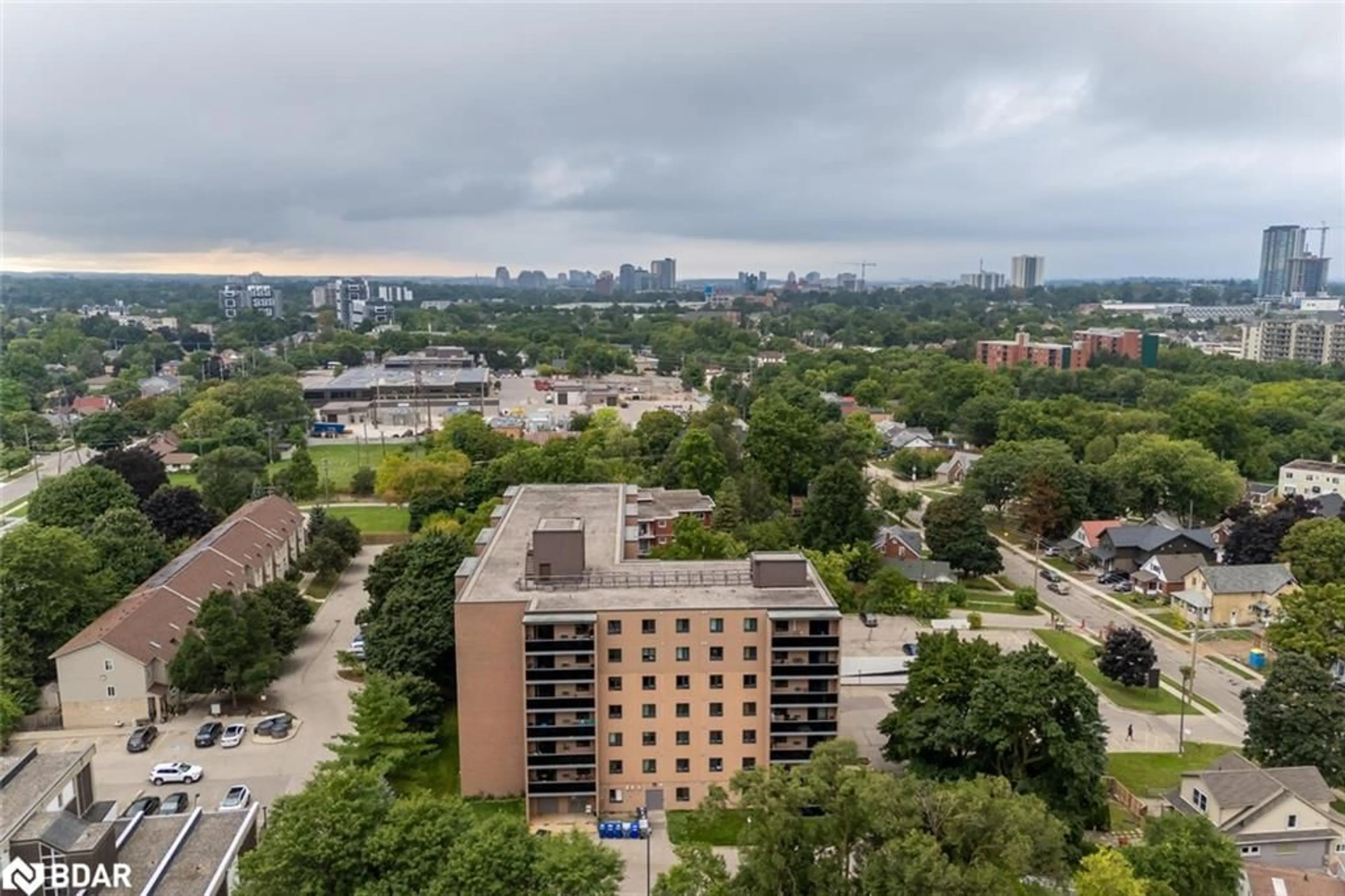 A pic from exterior of the house or condo, the view of city buildings for 29 West Ave #302, Kitchener Ontario N2M 5E4