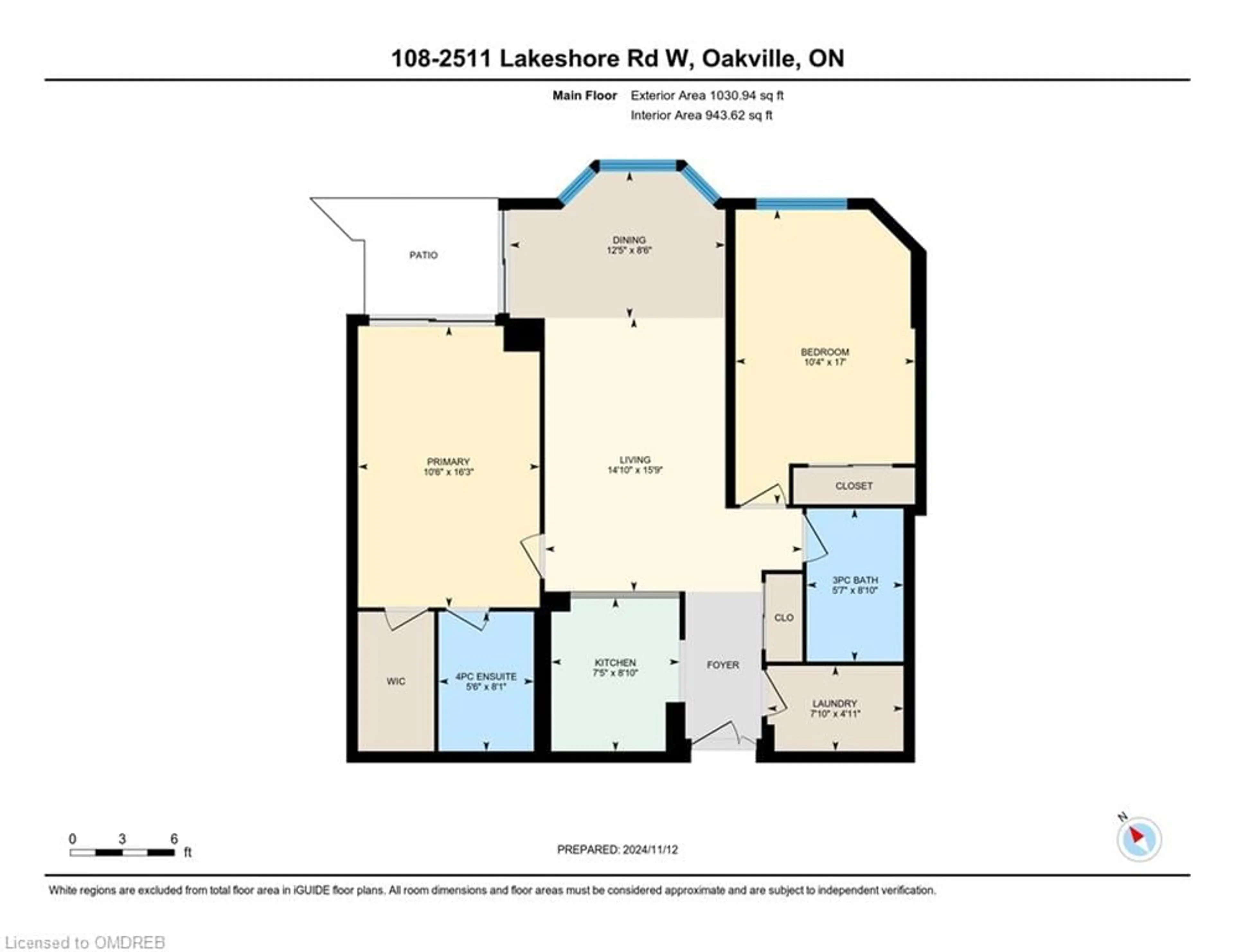 Floor plan for 2511 Lakeshore Rd #108, Oakville Ontario L6L 6L9