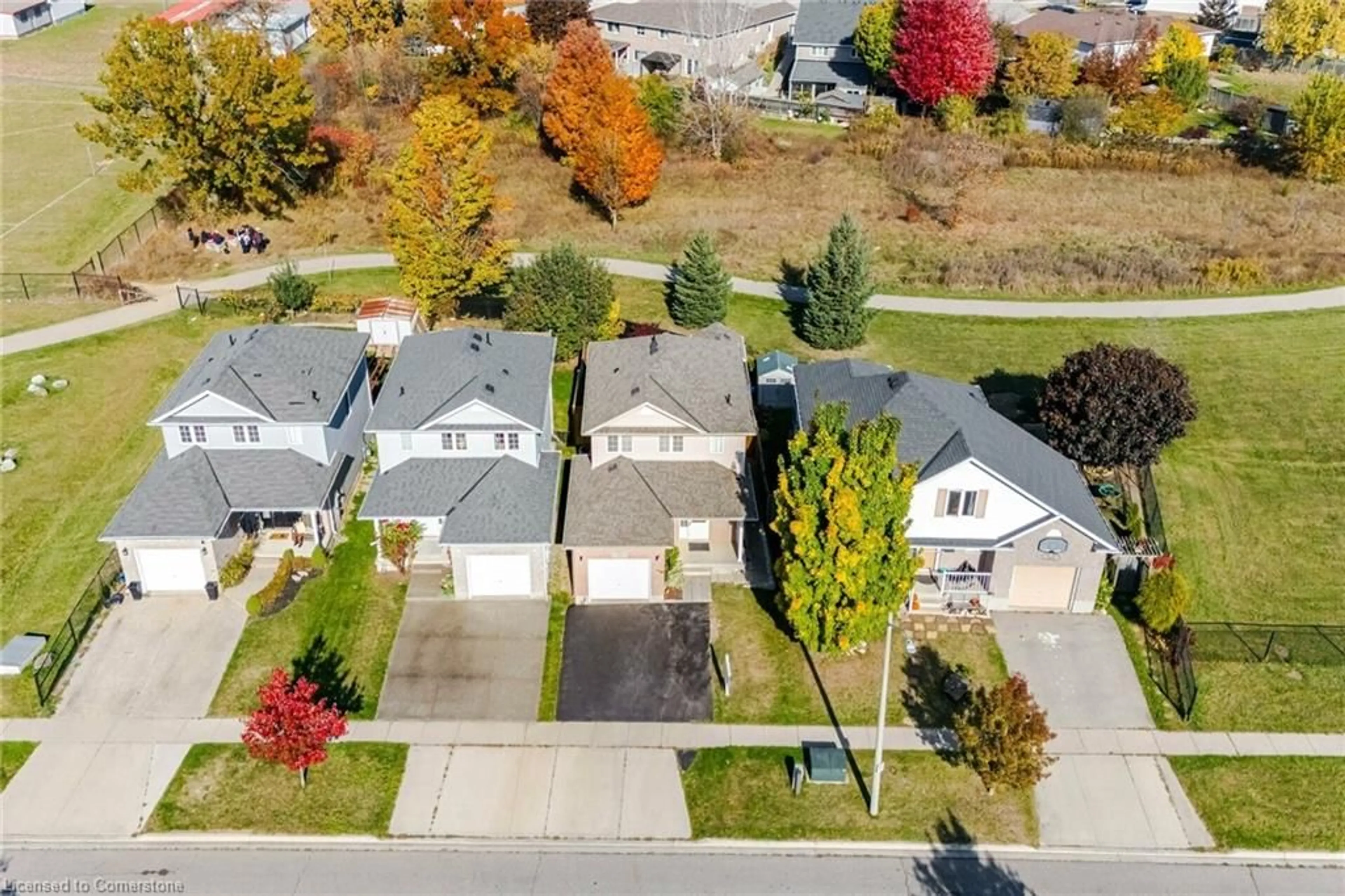 A pic from exterior of the house or condo, the street view for 587 Langlaw Dr, Cambridge Ontario N1P 1H8