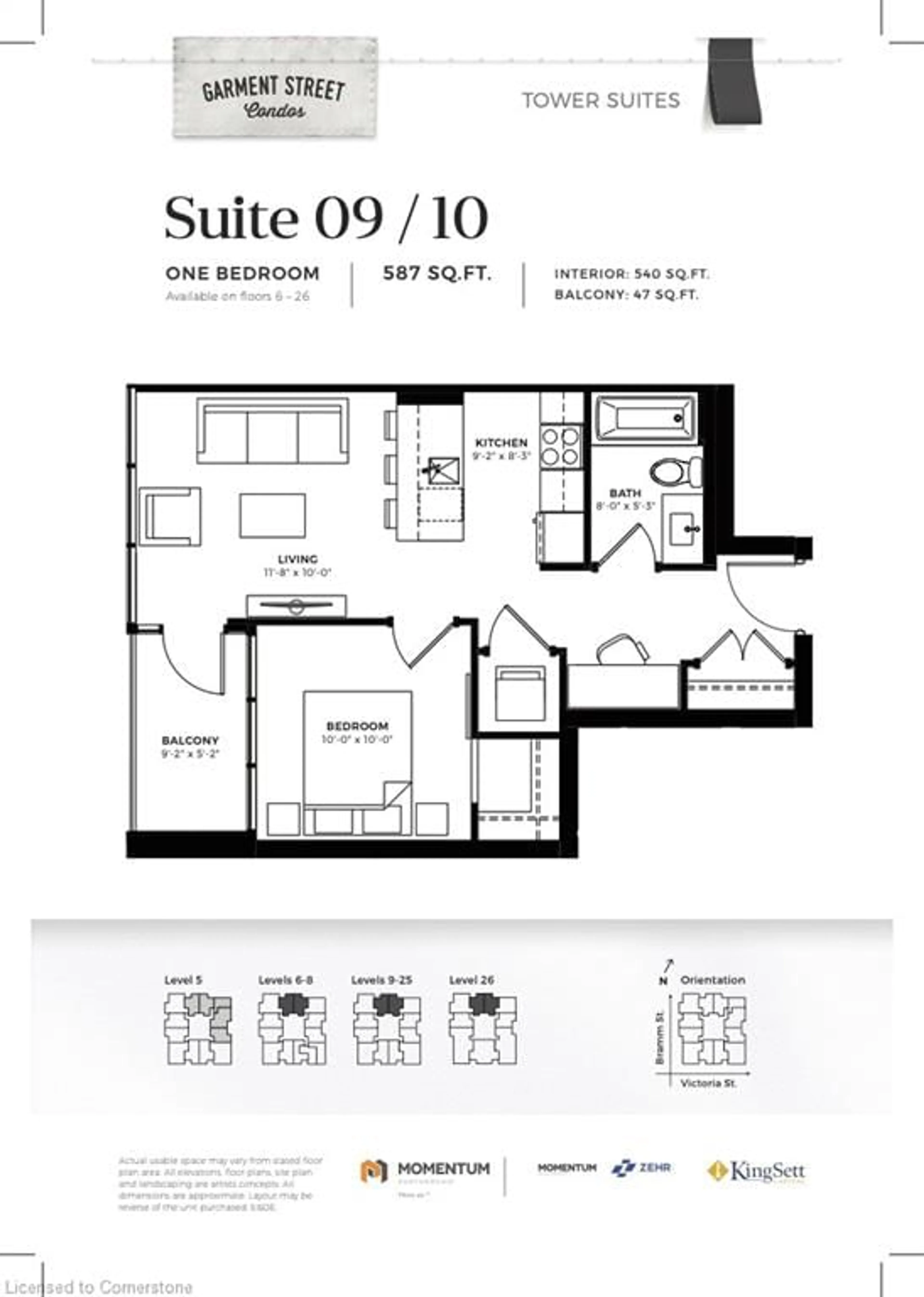 Floor plan for 108 Garment St #1509, Kitchener Ontario N2G 2B3