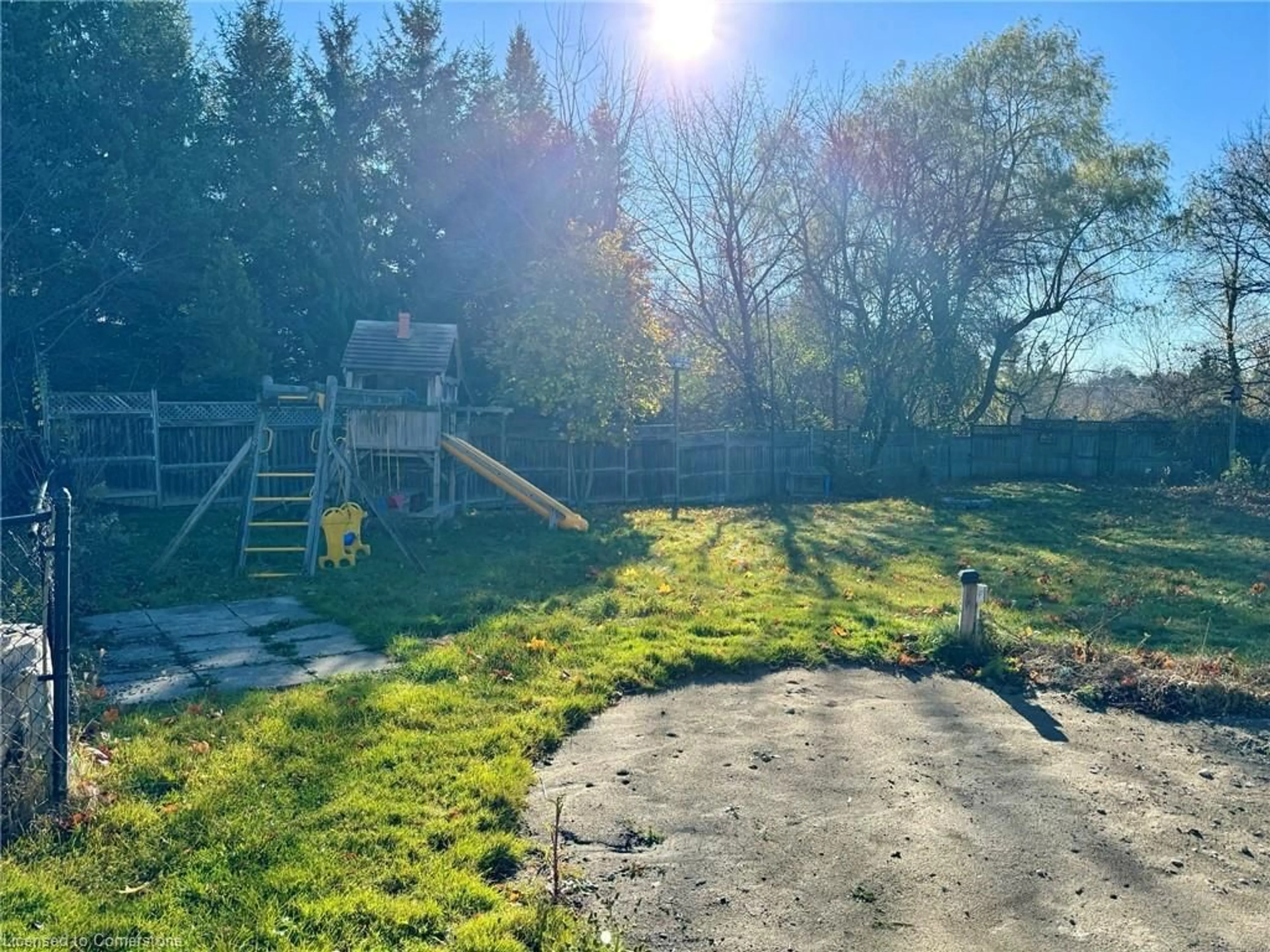 Patio, the fenced backyard for 39 Woolwich St, Breslau Ontario N0B 1M0