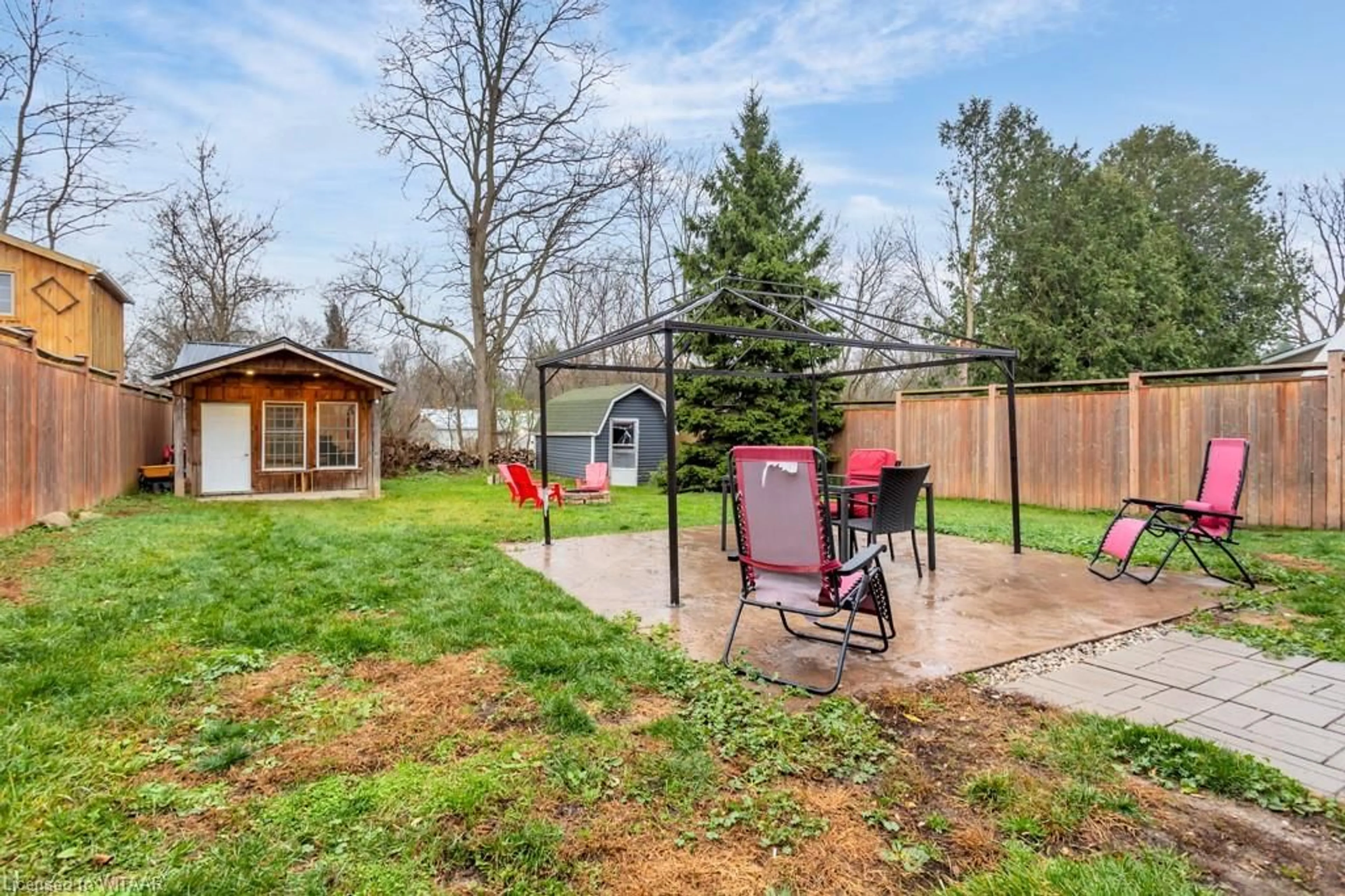 Patio, the fenced backyard for 21 Oxford St, Beachville Ontario N0J 1A0