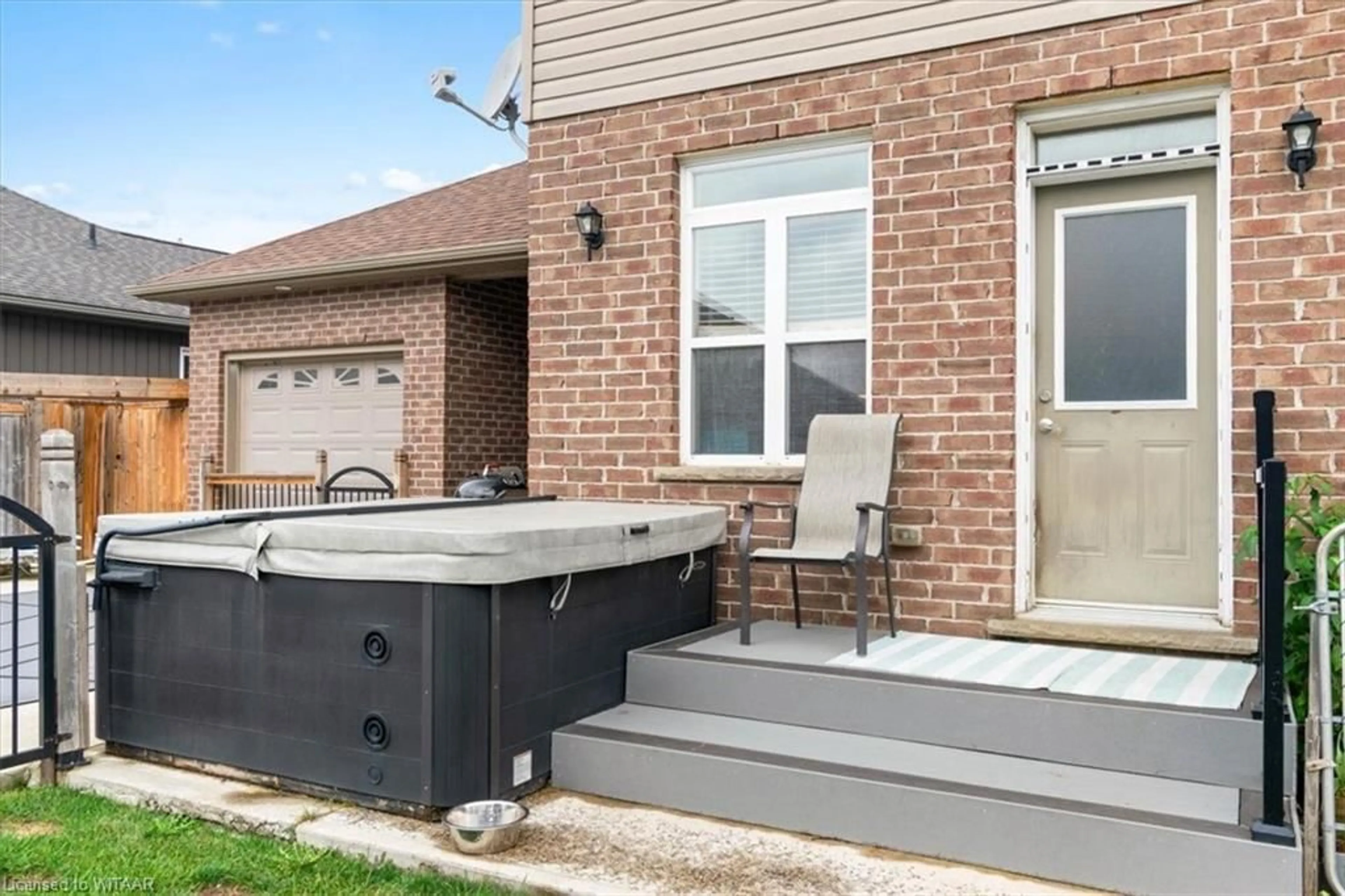 Patio, the fenced backyard for 78 Oliver Cres, Thamesford Ontario N0M 2M0