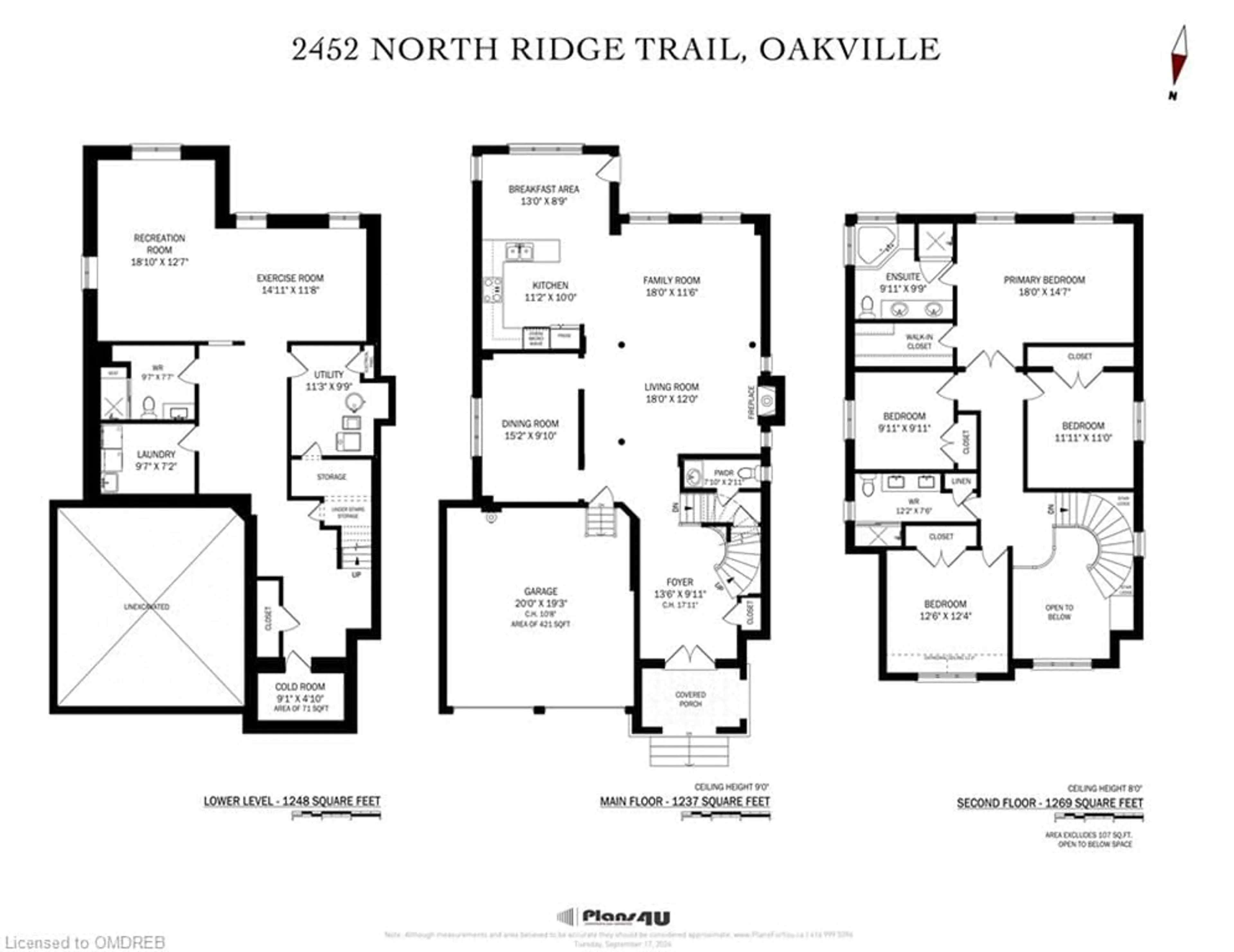 Floor plan for 2452 Northridge Trail, Oakville Ontario L6H 7N6