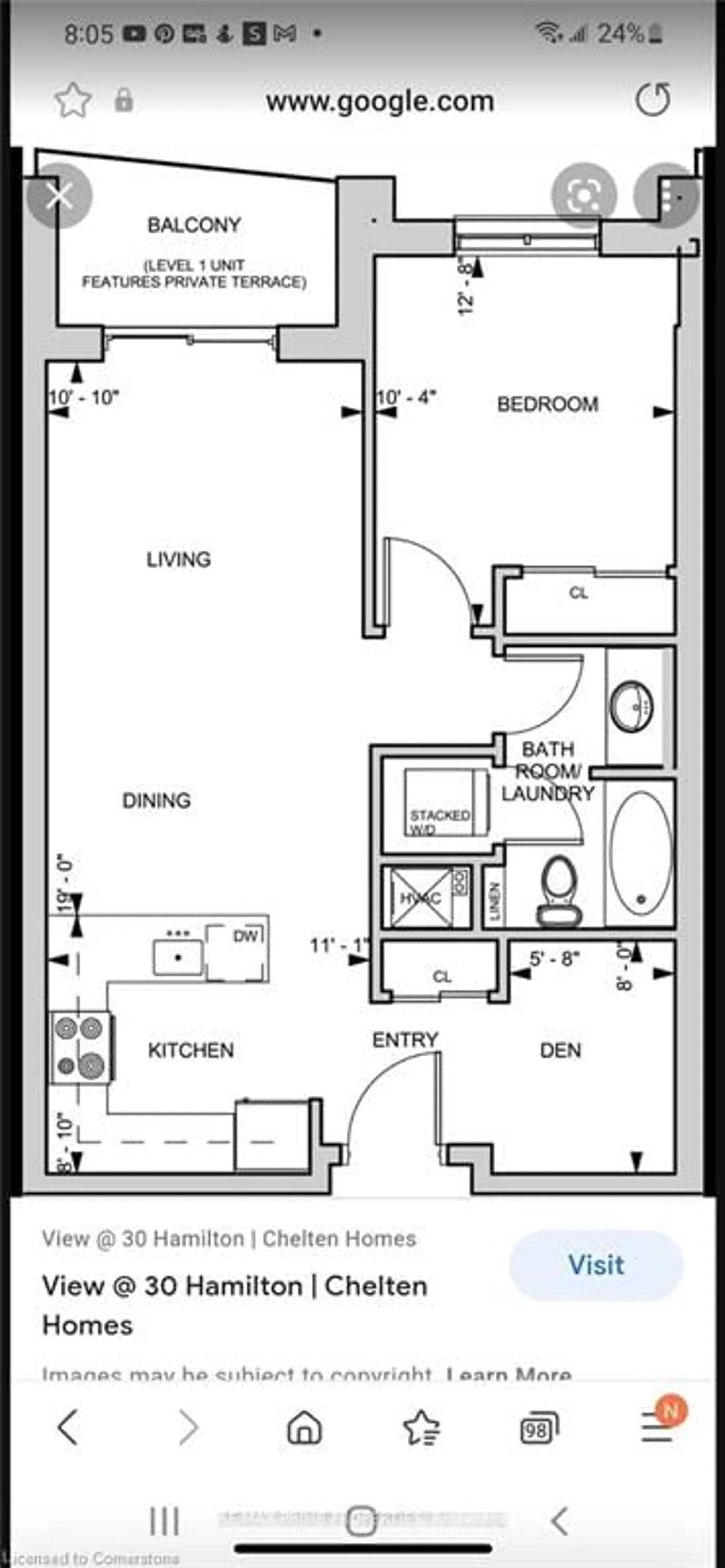 Floor plan for 30 Hamilton St #406, Hamilton Ontario L0R 2H4