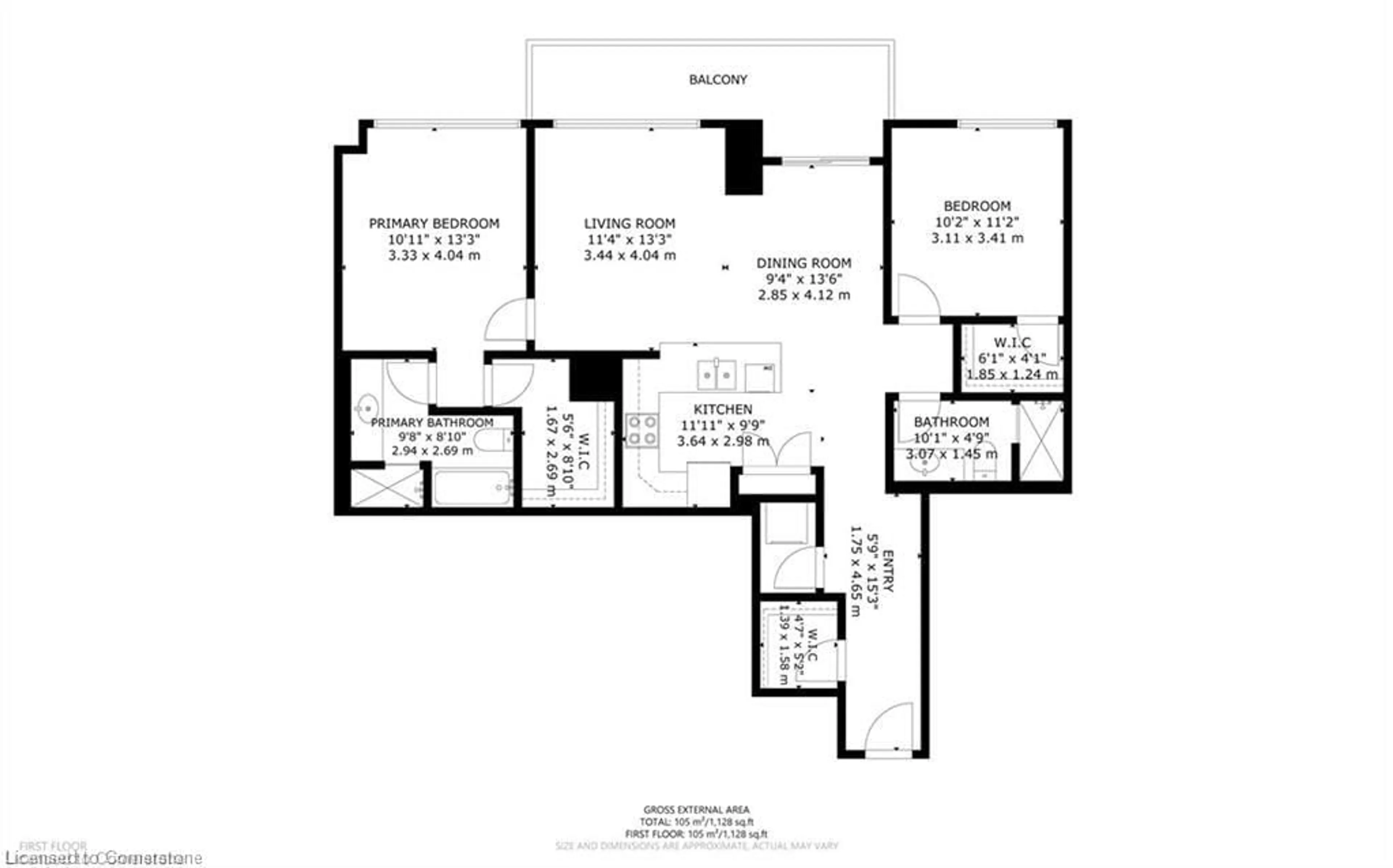 Floor plan for 399 Elizabeth St #608, Burlington Ontario L7R 0A4