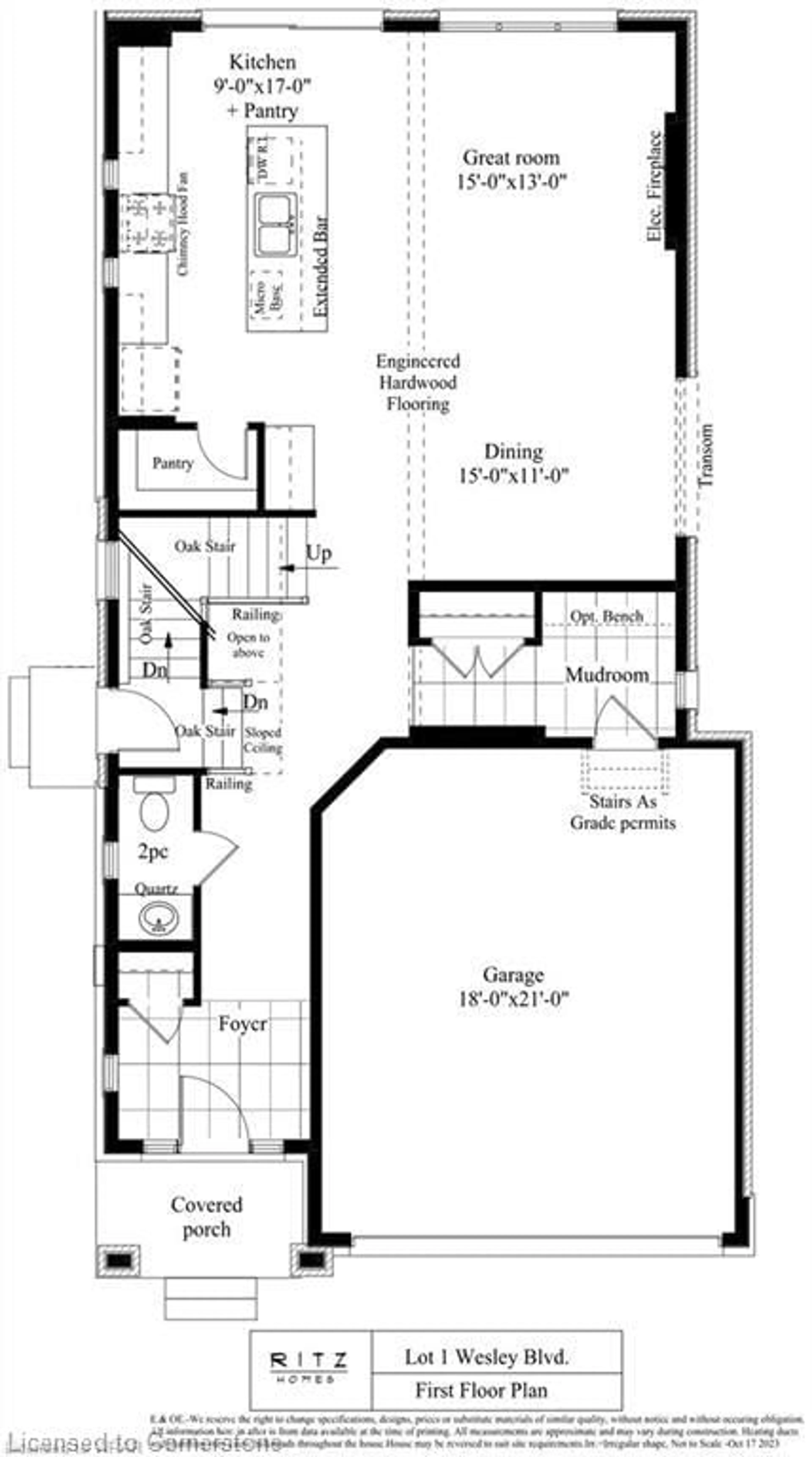 Floor plan for LT 1 Wesley Blvd, Cambridge Ontario N1T 0C6