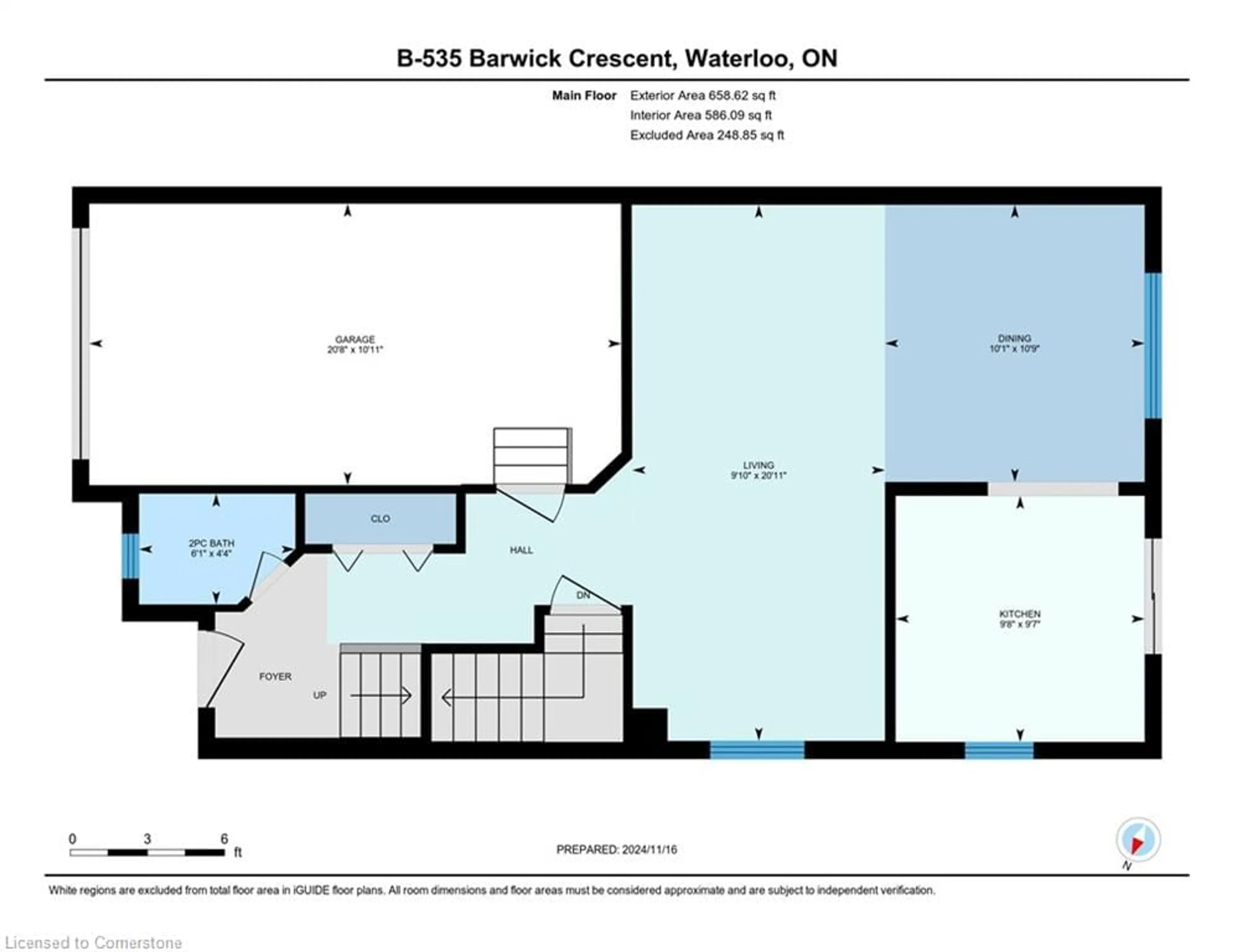 Floor plan for 535B Barwick Cres, Waterloo Ontario N2K 3P4