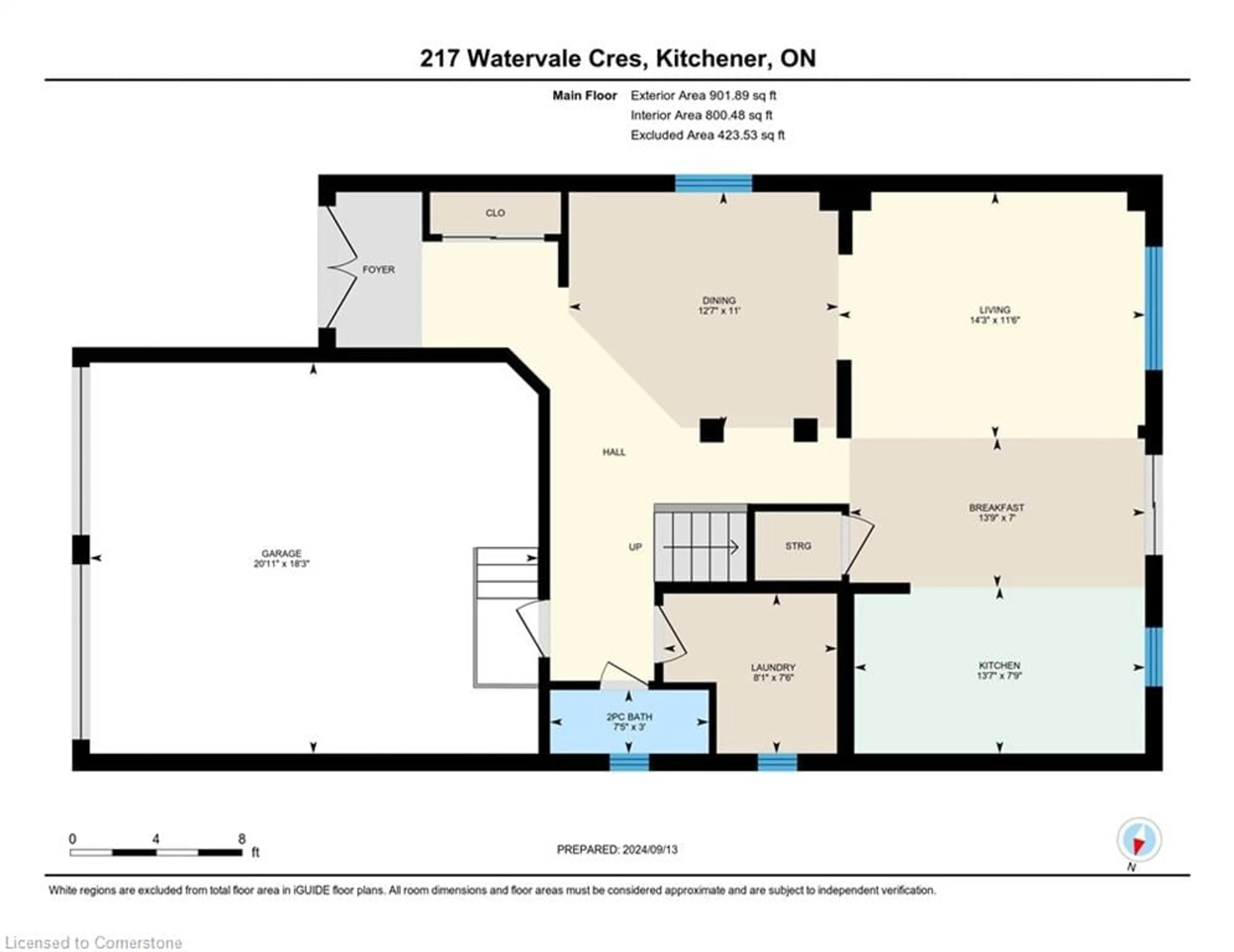 Floor plan for 217 Watervale Crt, Kitchener Ontario N2A 0E9