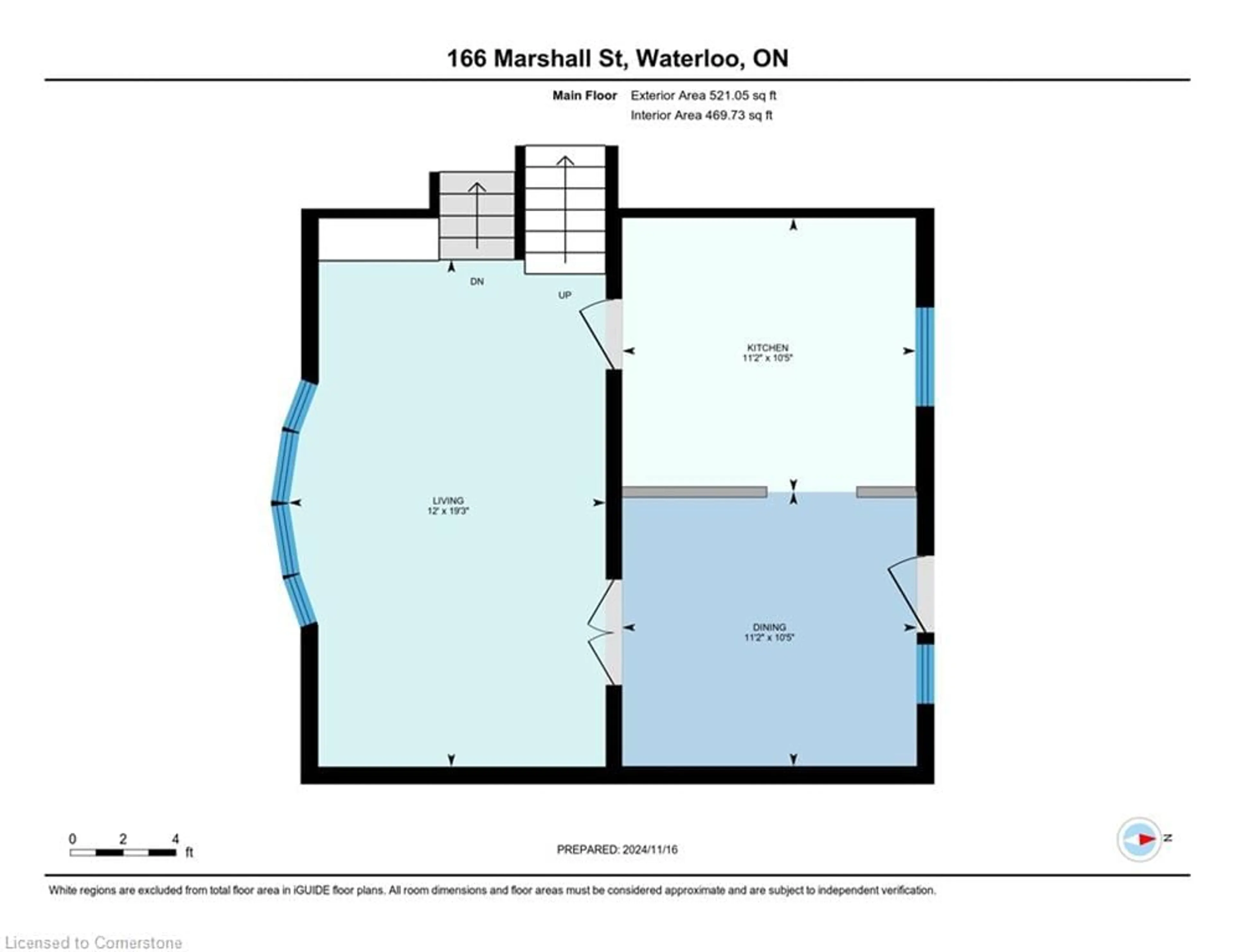 Floor plan for 166 Marshall St, Waterloo Ontario N2J 2J9