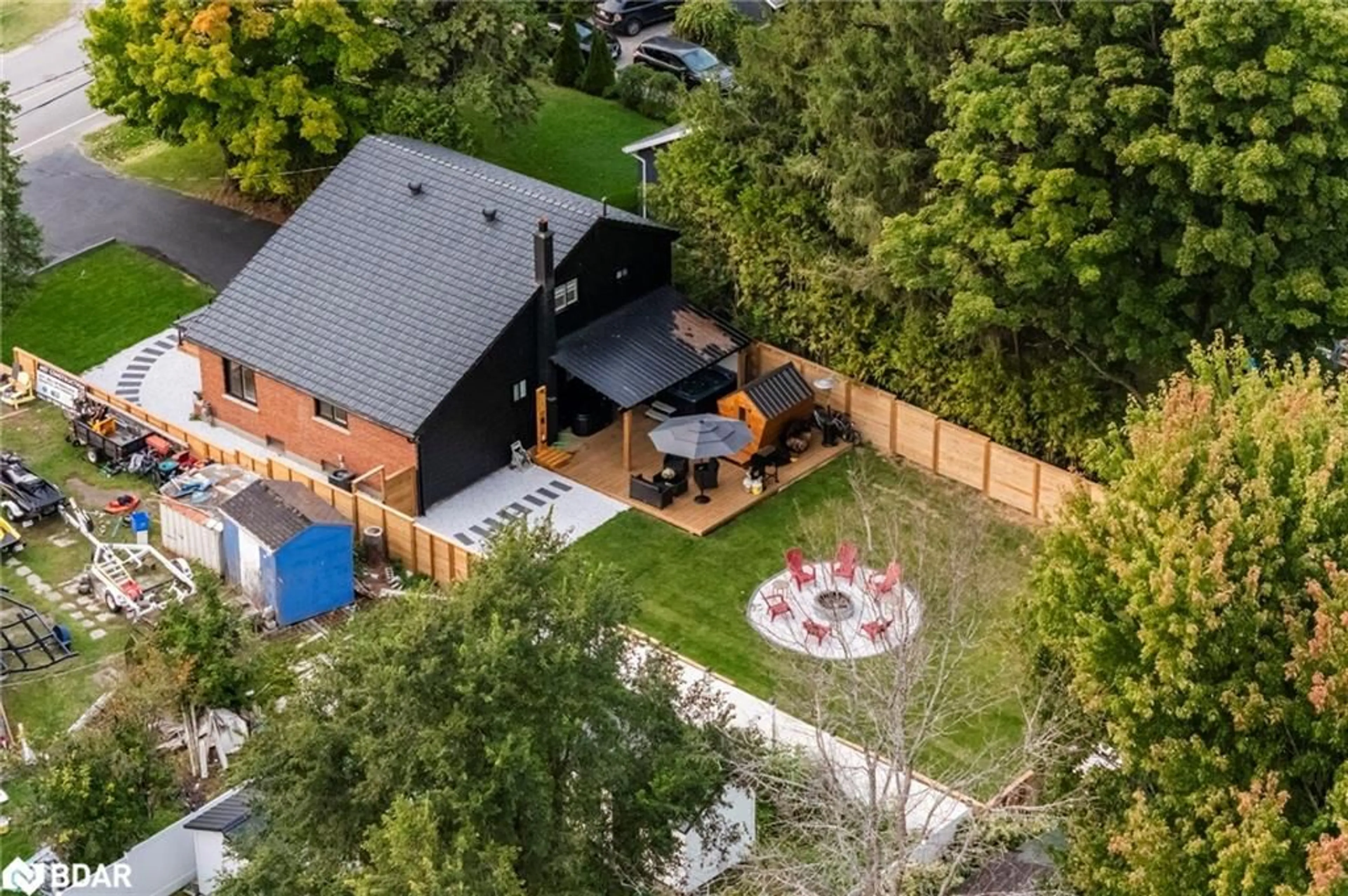 Patio, the fenced backyard for 205 Hoyt Ave, Tay Ontario L0K 2A0