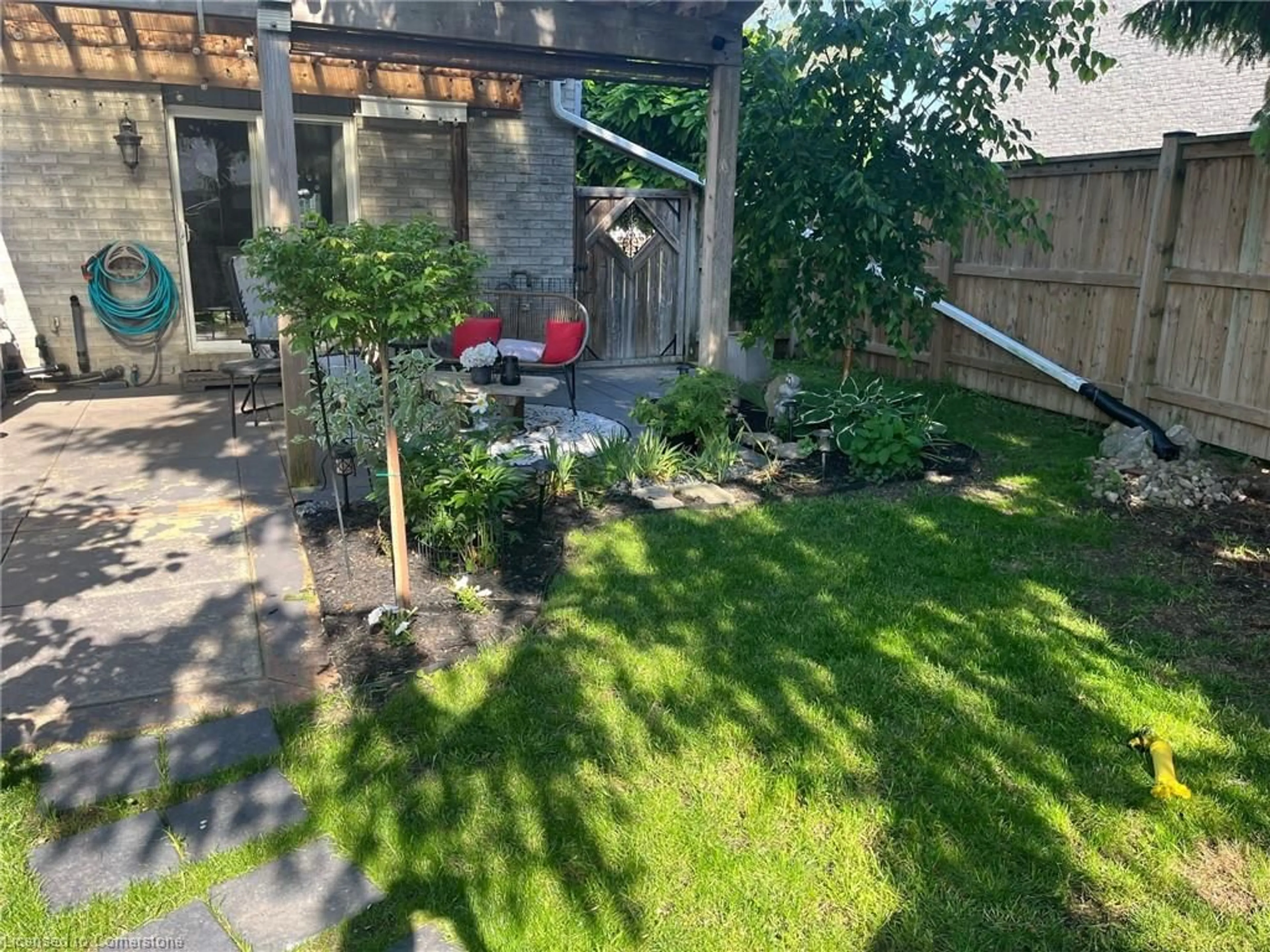 Patio, the fenced backyard for 39 Blandford St #1, Woodstock Ontario N4S 7H7